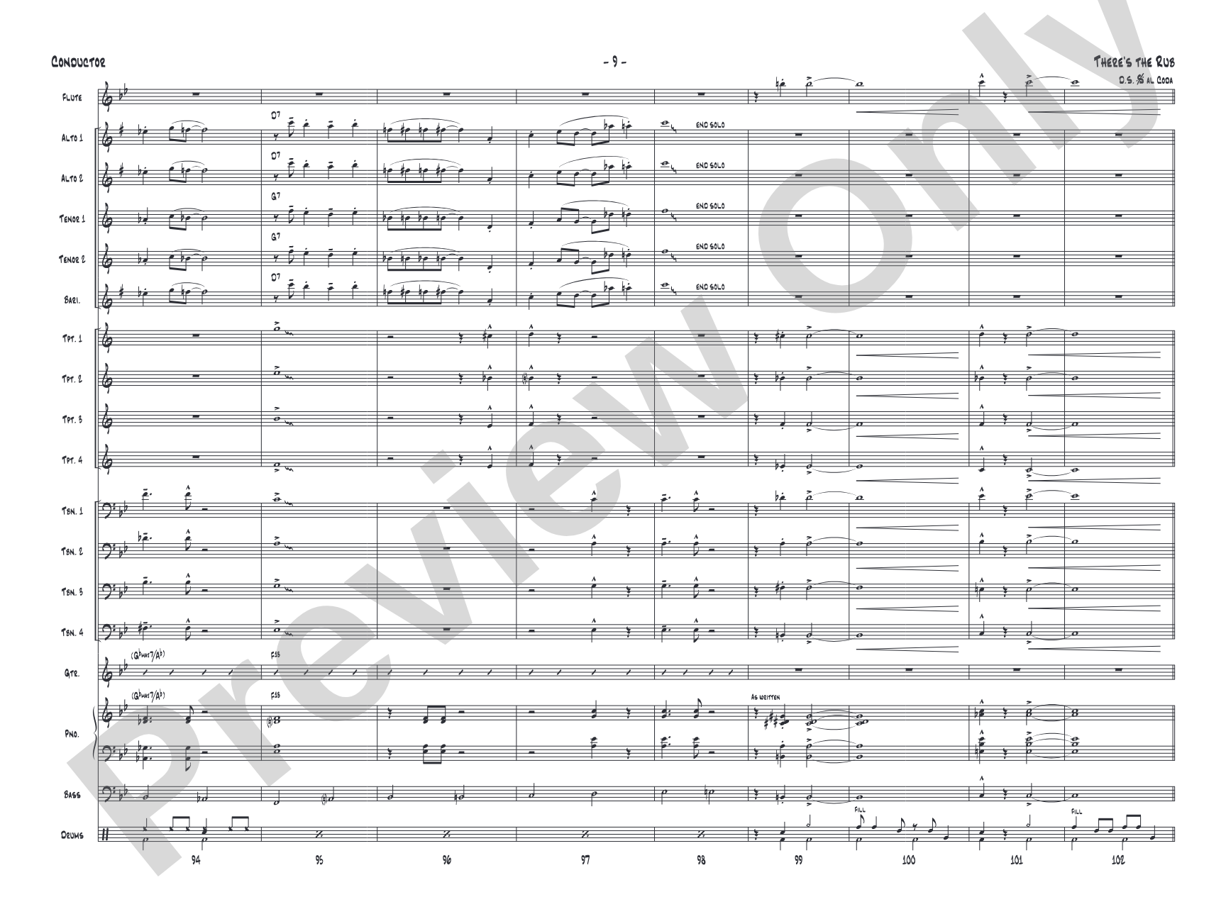 There's the Rub: Jazz Ensemble Conductor Score & Parts