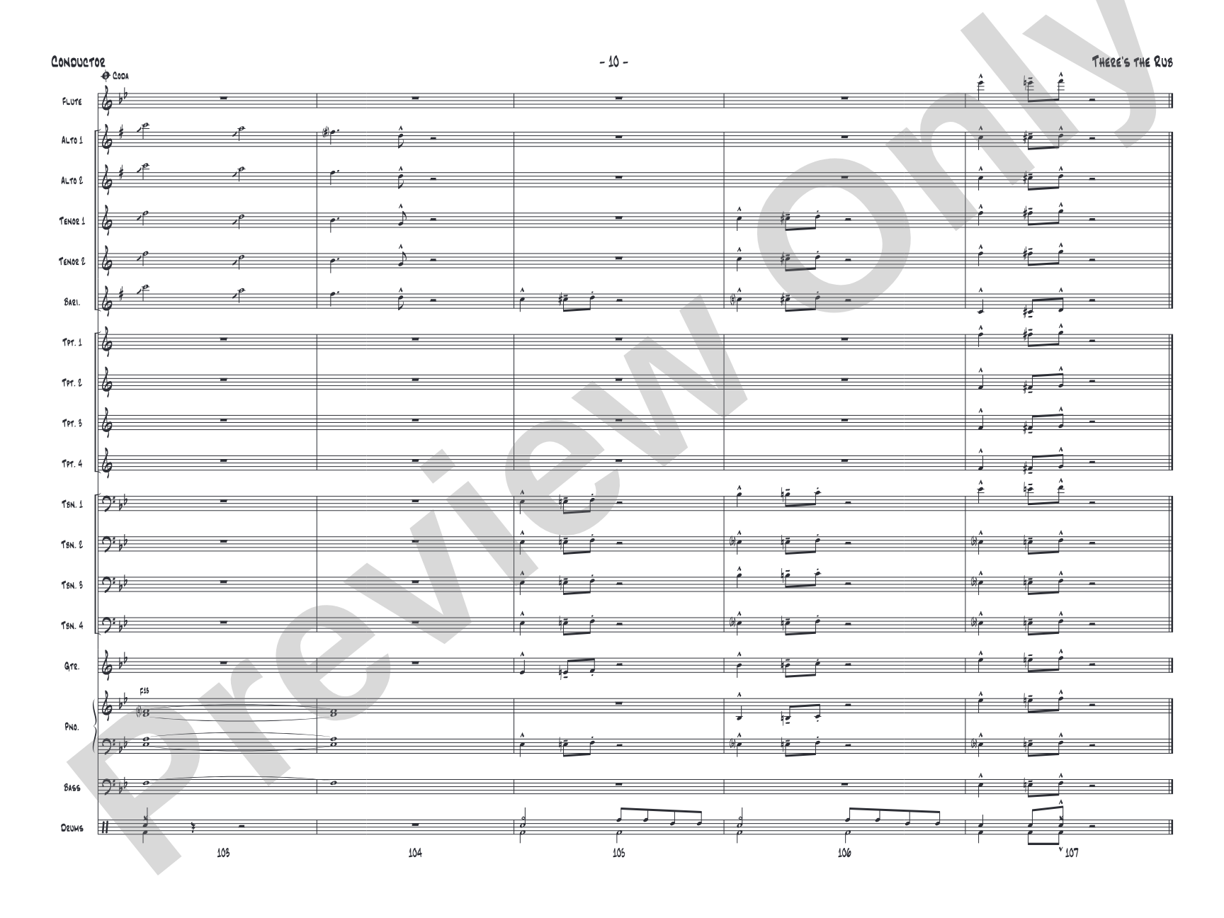 There's the Rub: Jazz Ensemble Conductor Score & Parts