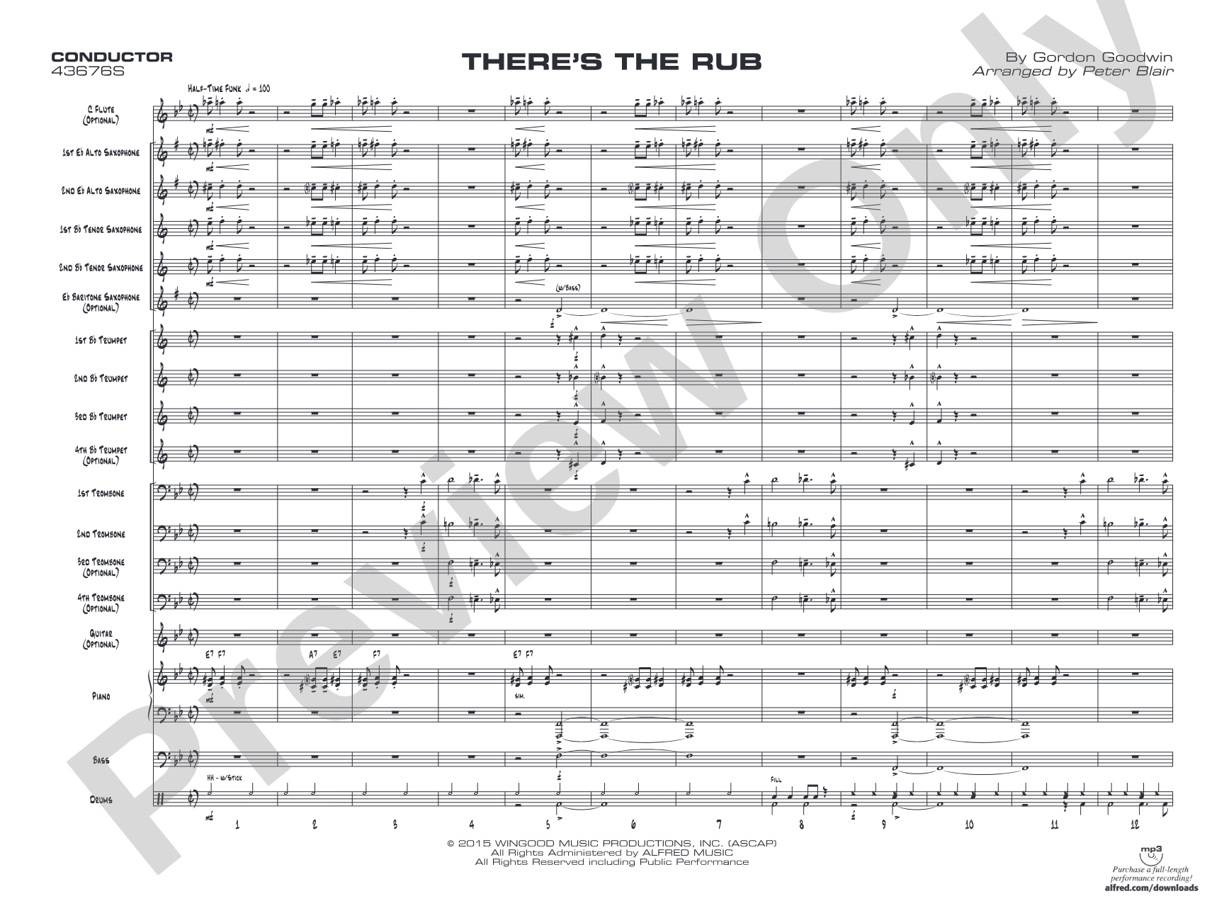 There's the Rub: Jazz Ensemble Conductor Score & Parts