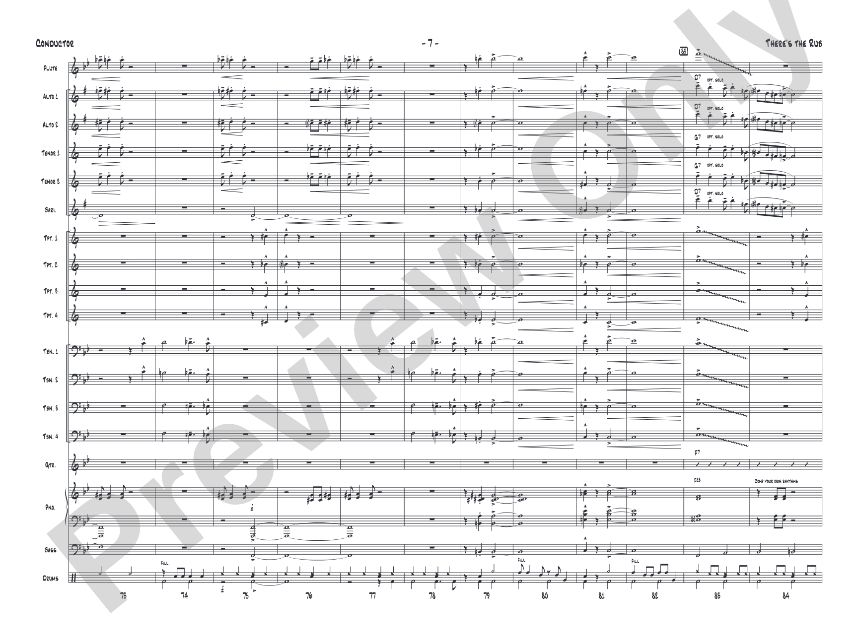 There's the Rub: Jazz Ensemble Conductor Score & Parts