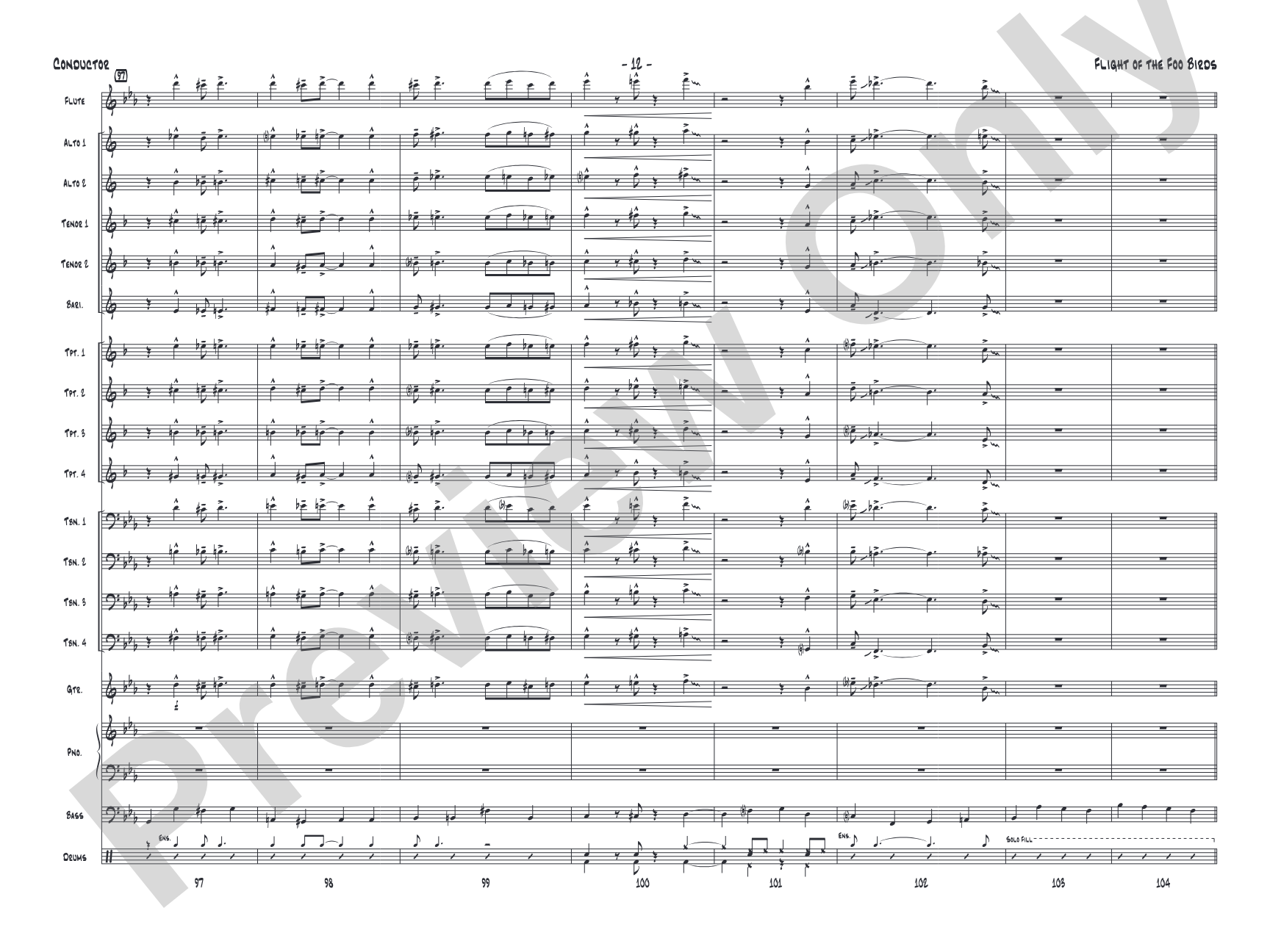 Flight of the Foo Birds: Jazz Ensemble Conductor Score & Parts