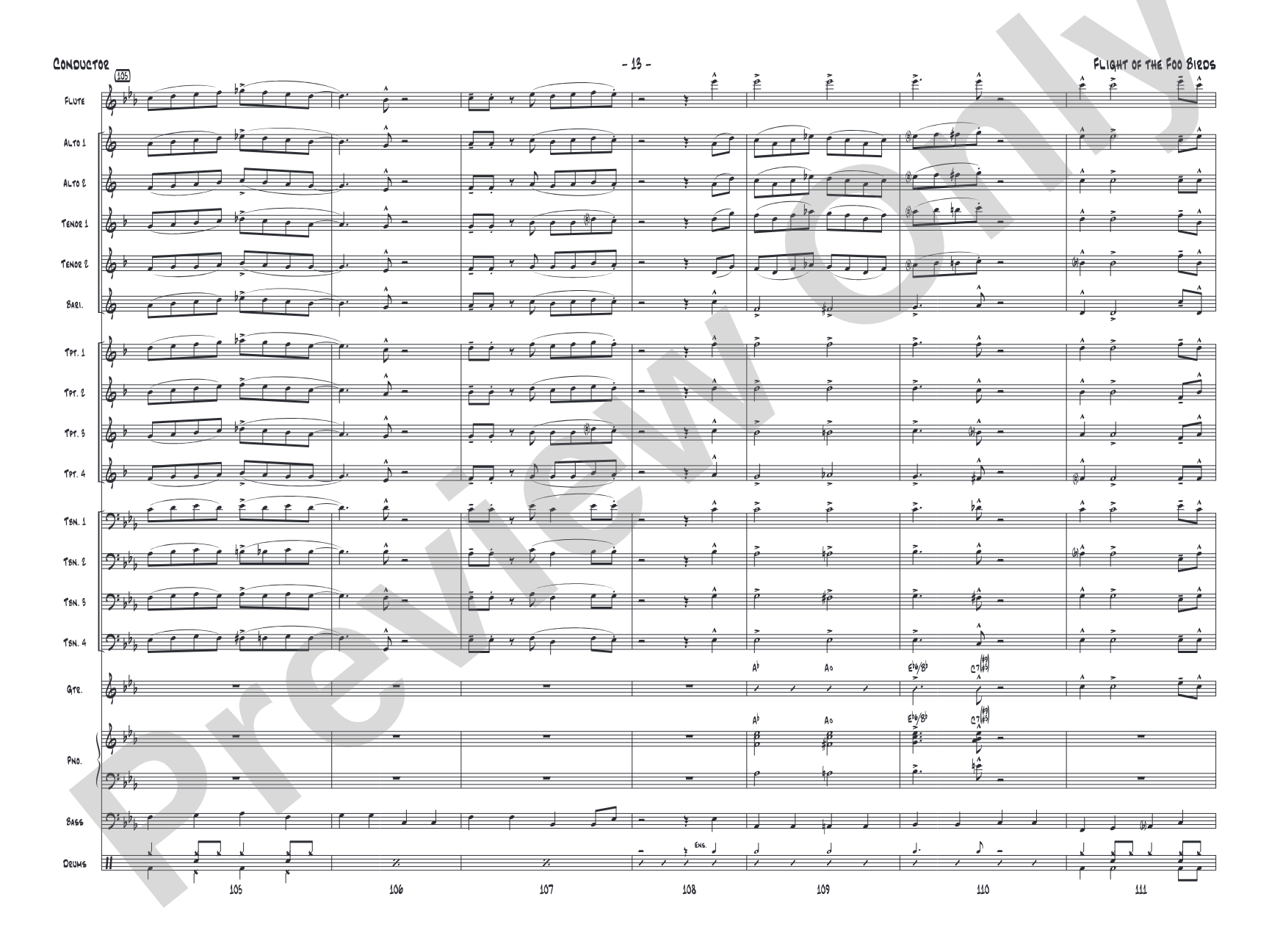 Flight of the Foo Birds: Jazz Ensemble Conductor Score & Parts