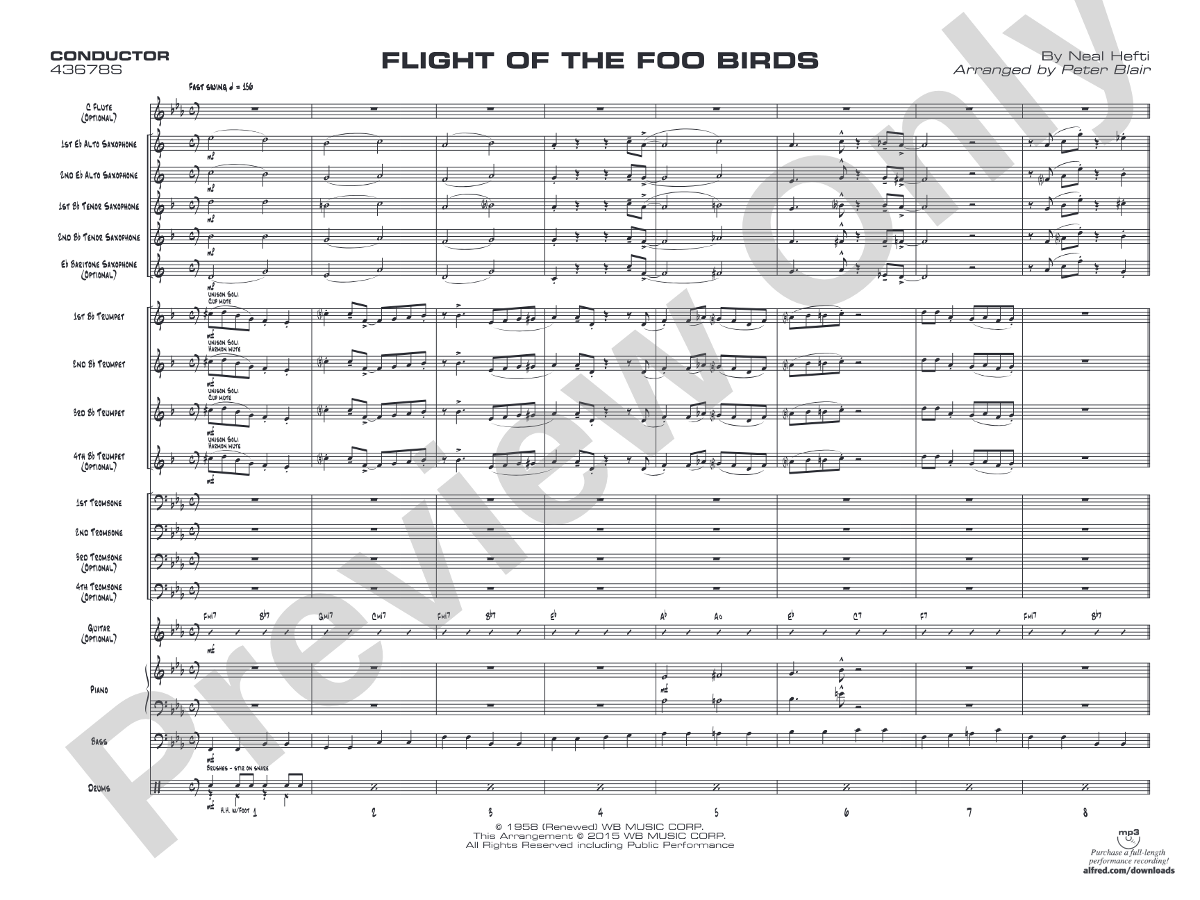 Flight of the Foo Birds: Jazz Ensemble Conductor Score & Parts