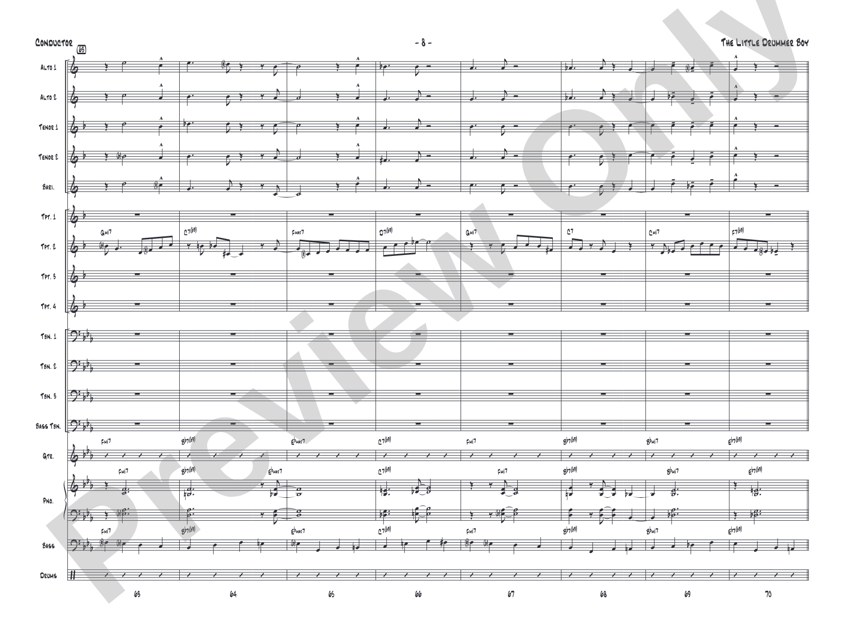 The Little Drummer Boy: Jazz Ensemble Conductor Score & Parts
