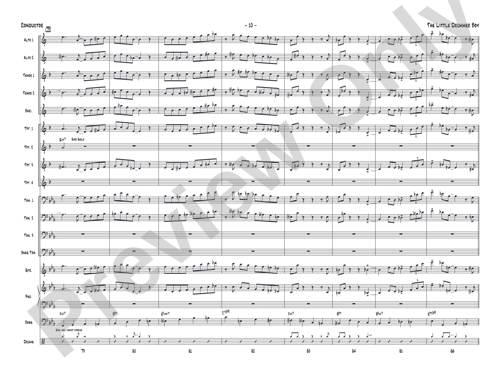The Little Drummer Boy: Jazz Ensemble Conductor Score & Parts