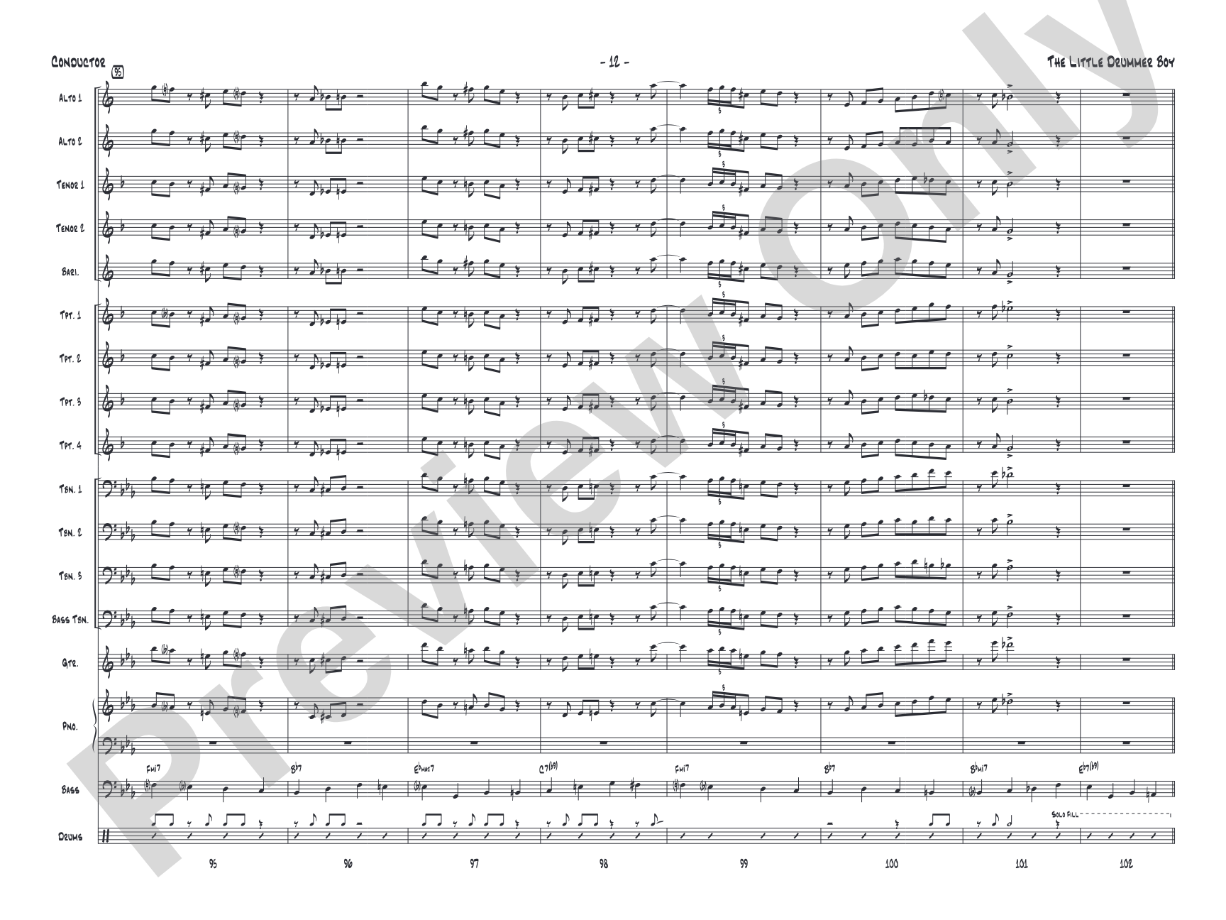 The Little Drummer Boy: Jazz Ensemble Conductor Score & Parts