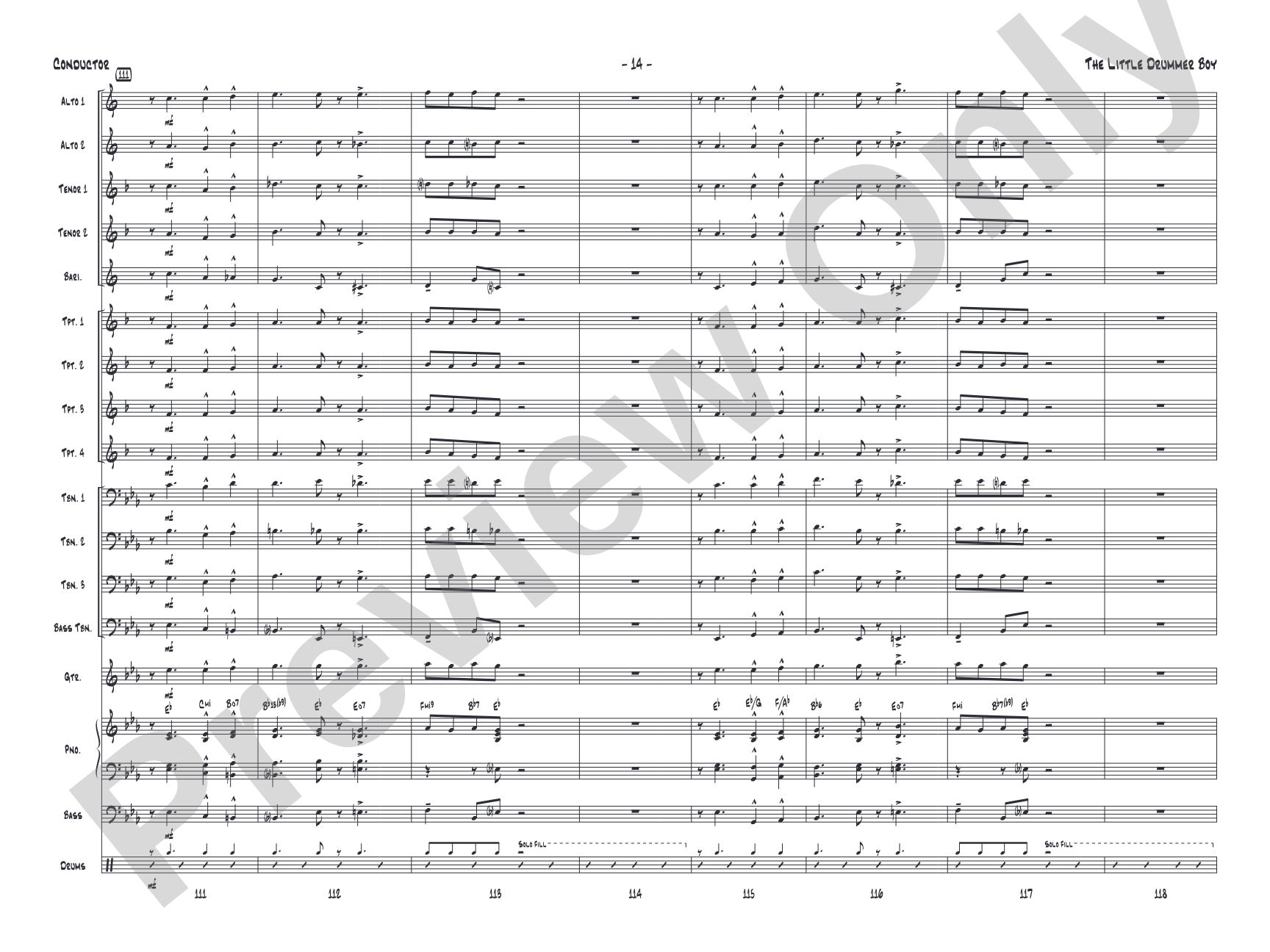 The Little Drummer Boy: Jazz Ensemble Conductor Score & Parts