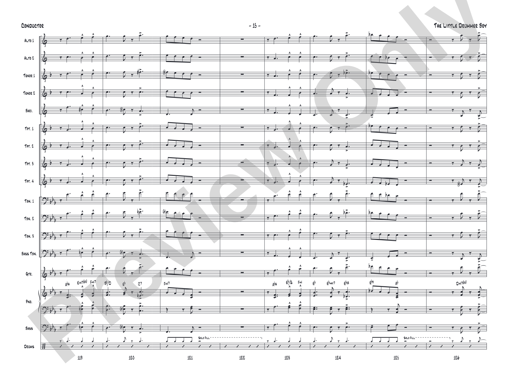 The Little Drummer Boy: Jazz Ensemble Conductor Score & Parts