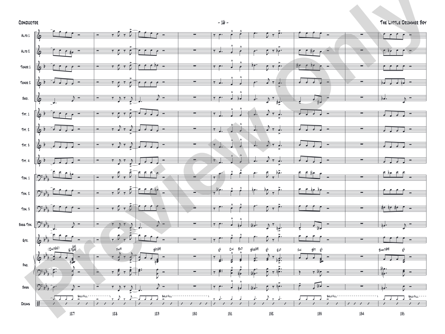 The Little Drummer Boy: Jazz Ensemble Conductor Score & Parts