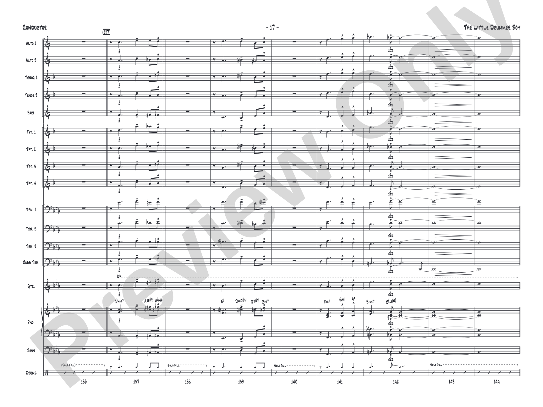 The Little Drummer Boy: Jazz Ensemble Conductor Score & Parts