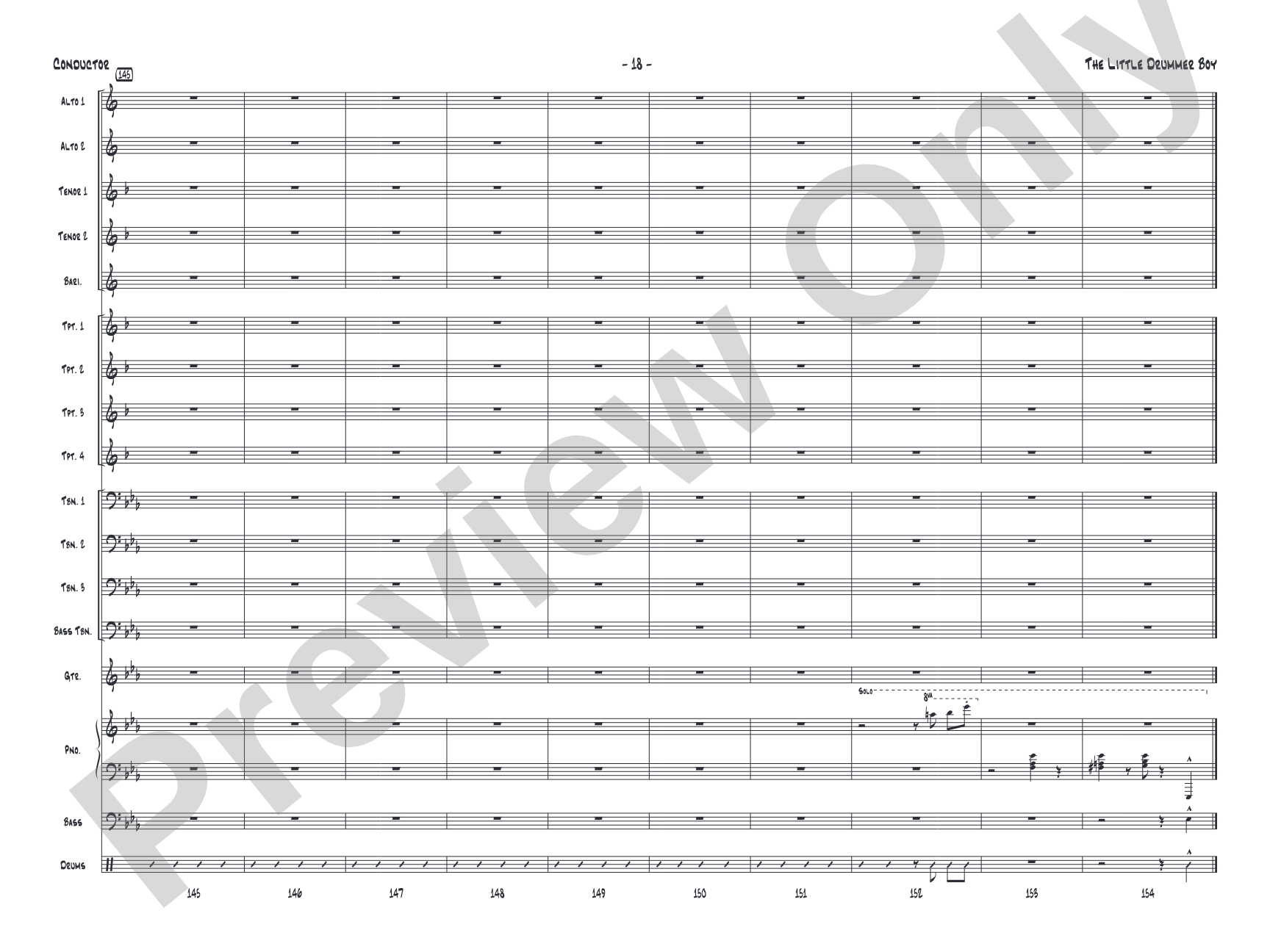The Little Drummer Boy: Jazz Ensemble Conductor Score & Parts