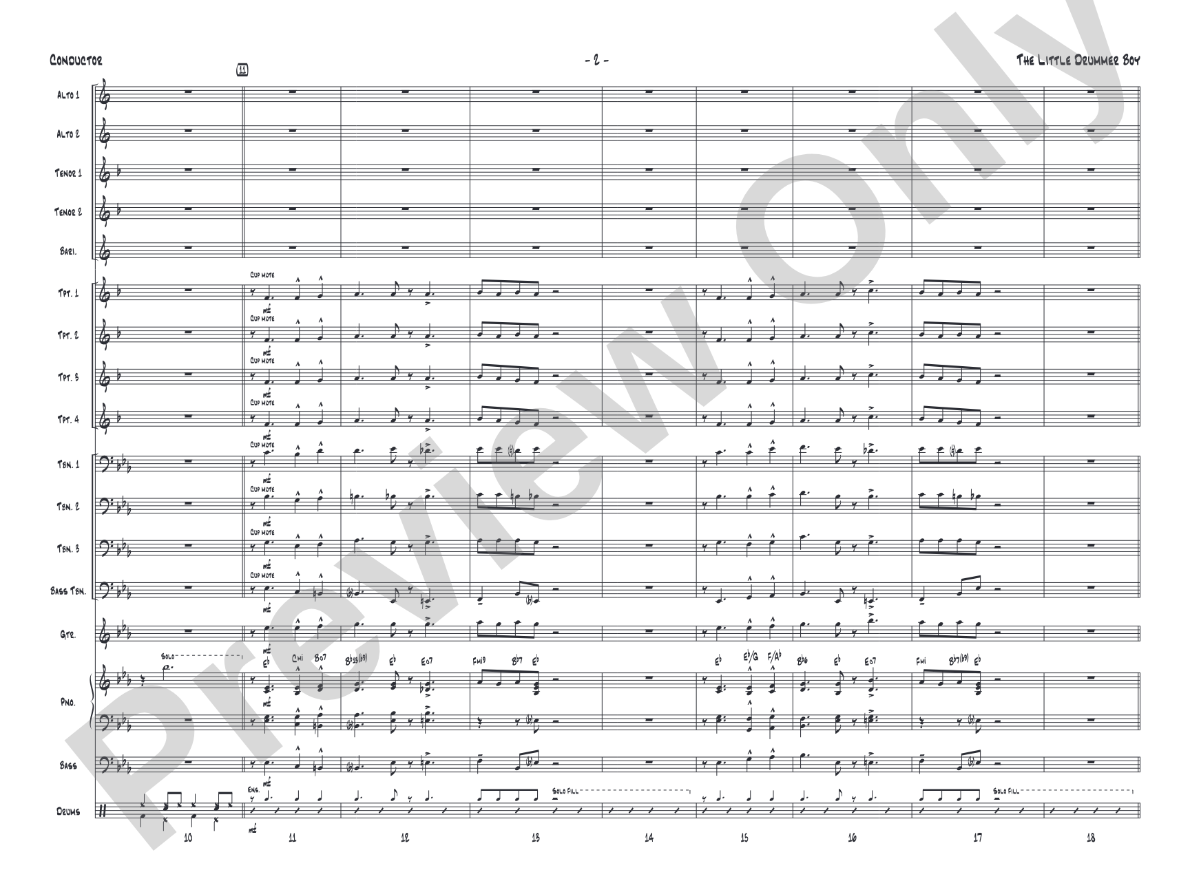 The Little Drummer Boy: Jazz Ensemble Conductor Score & Parts