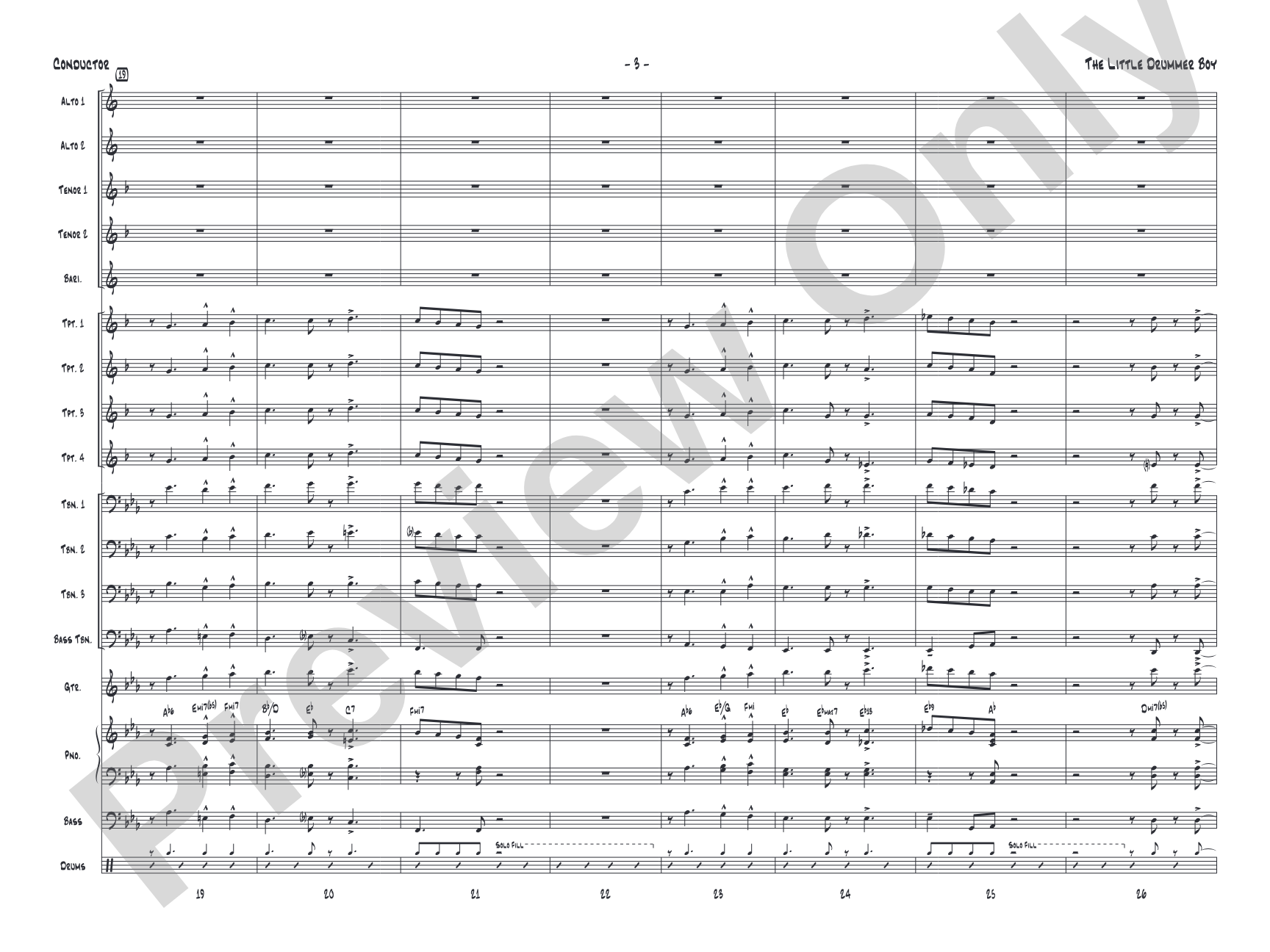 The Little Drummer Boy: Jazz Ensemble Conductor Score & Parts