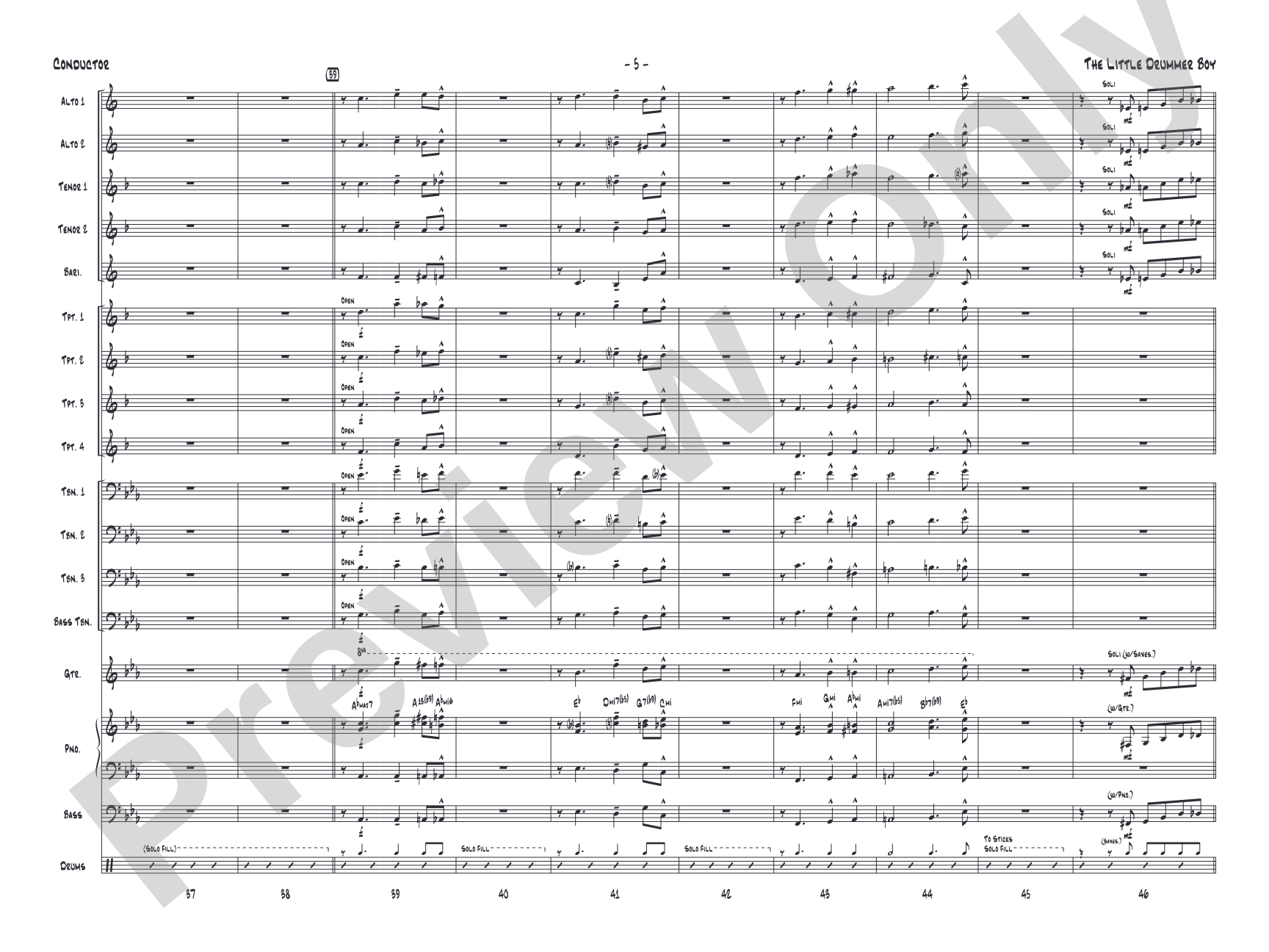 The Little Drummer Boy: Jazz Ensemble Conductor Score & Parts