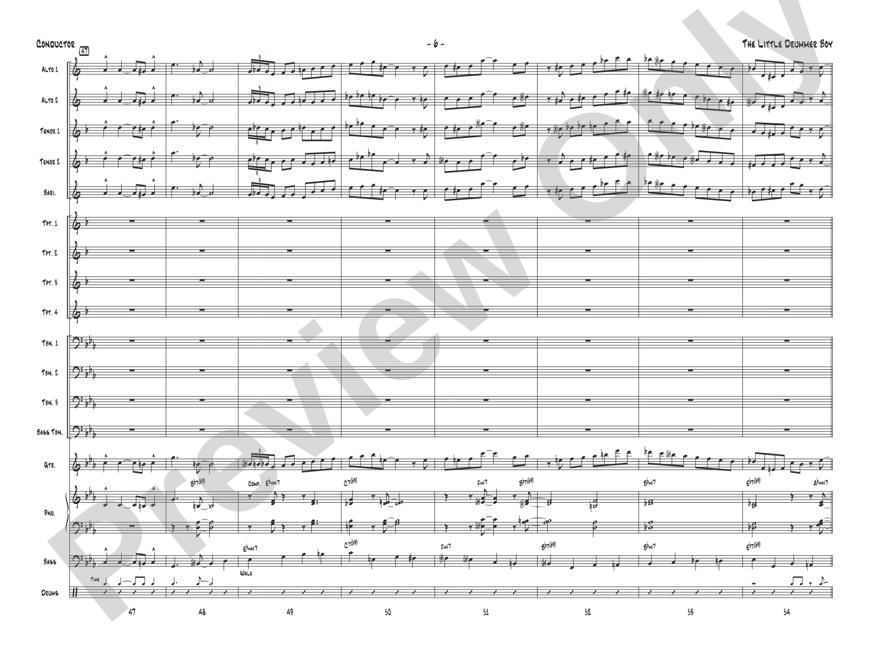 The Little Drummer Boy: Jazz Ensemble Conductor Score & Parts