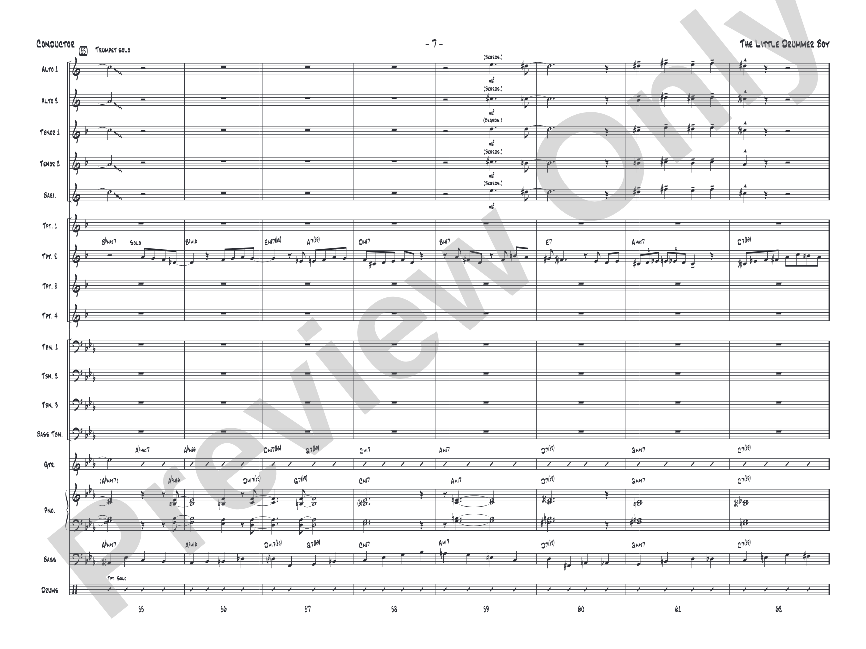 The Little Drummer Boy: Jazz Ensemble Conductor Score & Parts