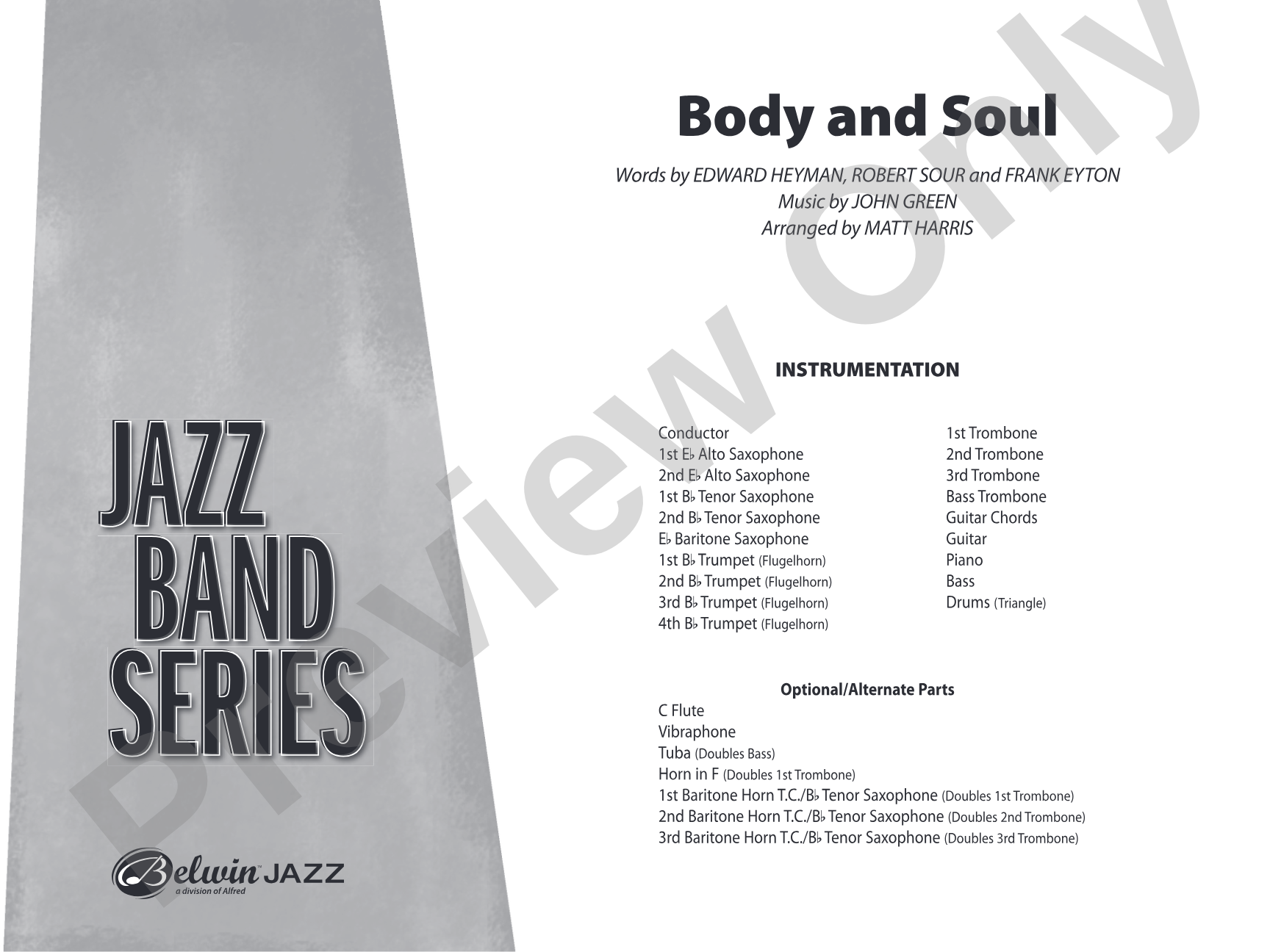 Body and Soul: Jazz Ensemble Conductor Score & Parts
