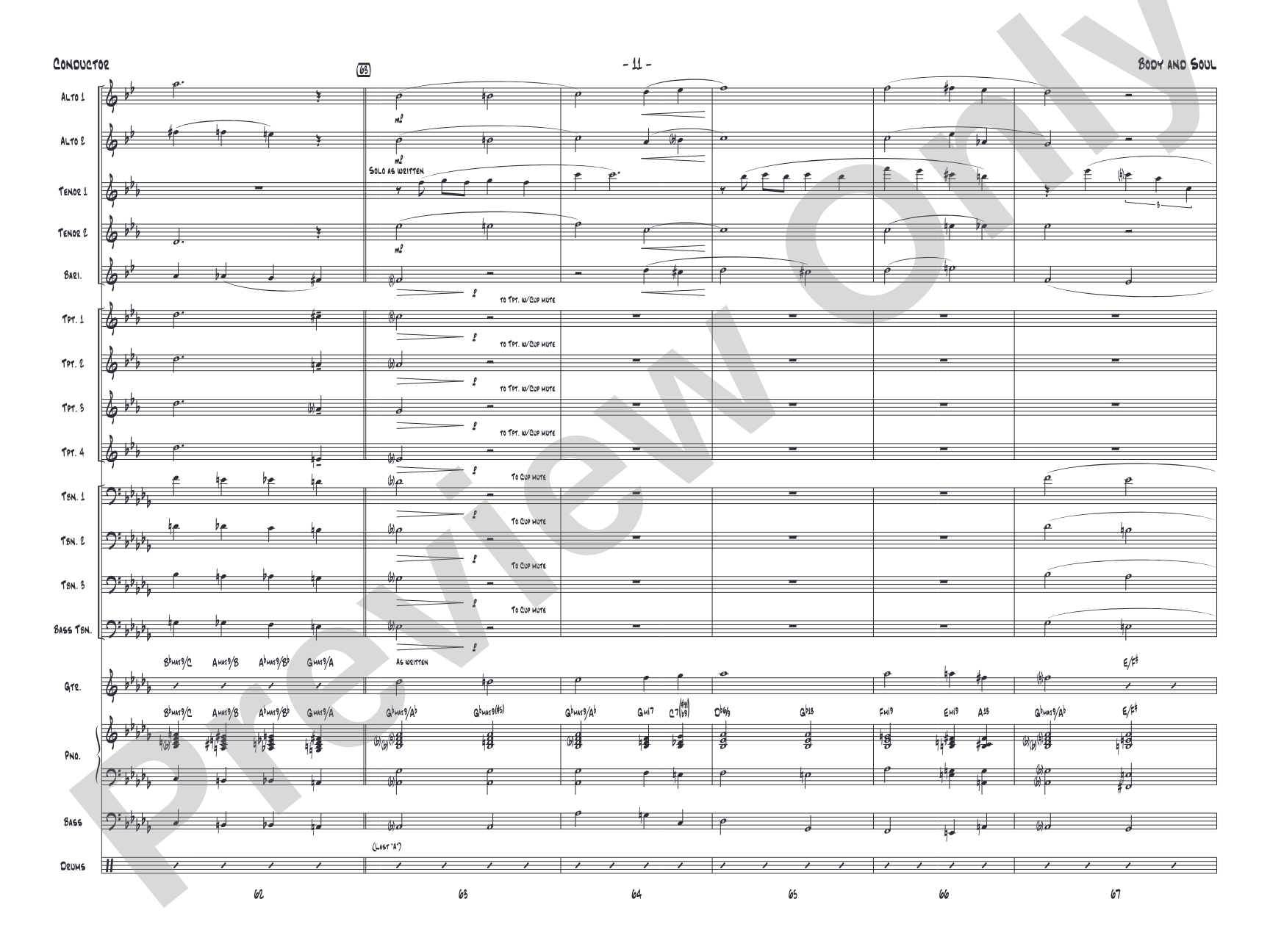 Body and Soul: Jazz Ensemble Conductor Score & Parts