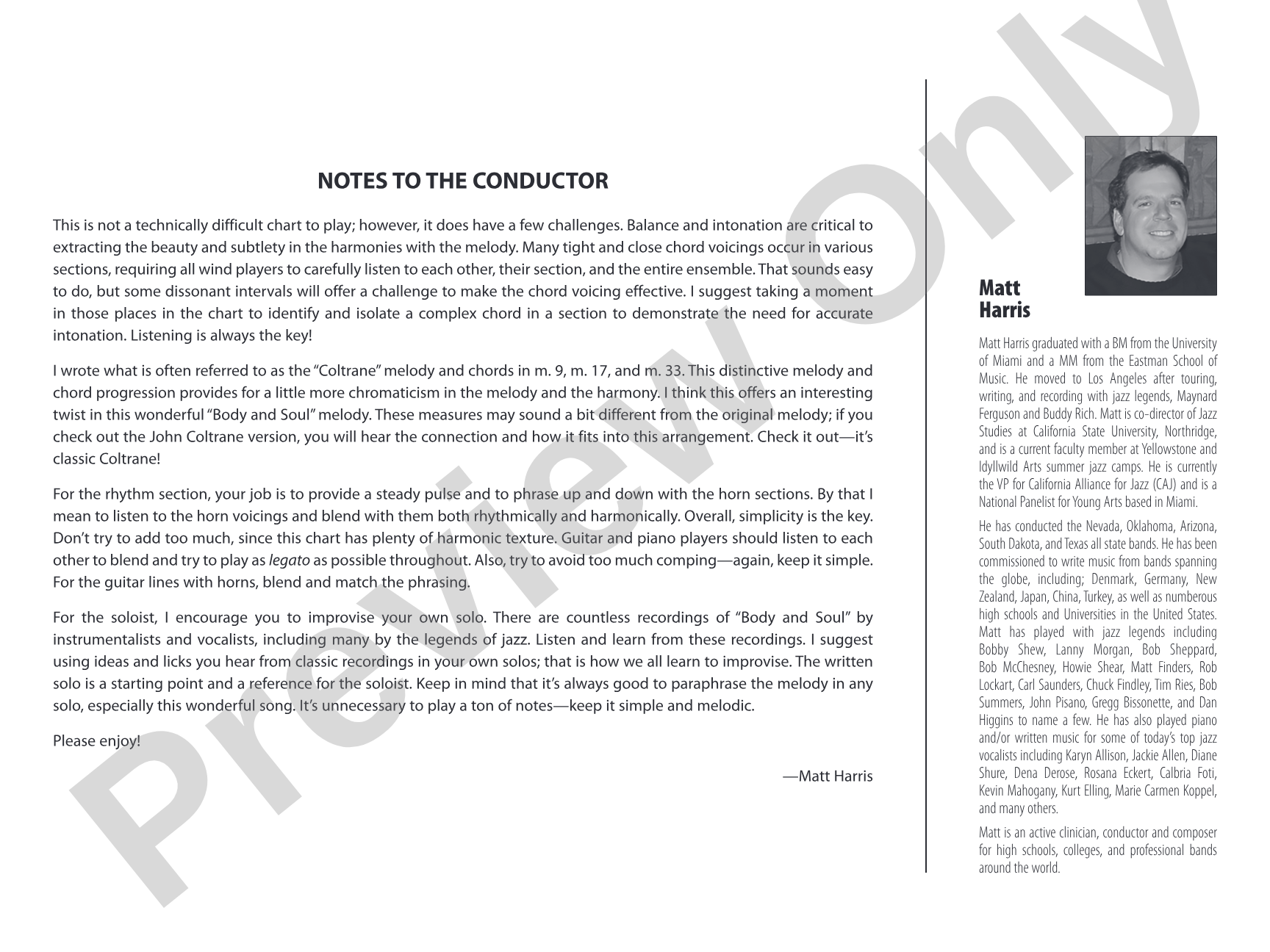 Body and Soul: Jazz Ensemble Conductor Score & Parts