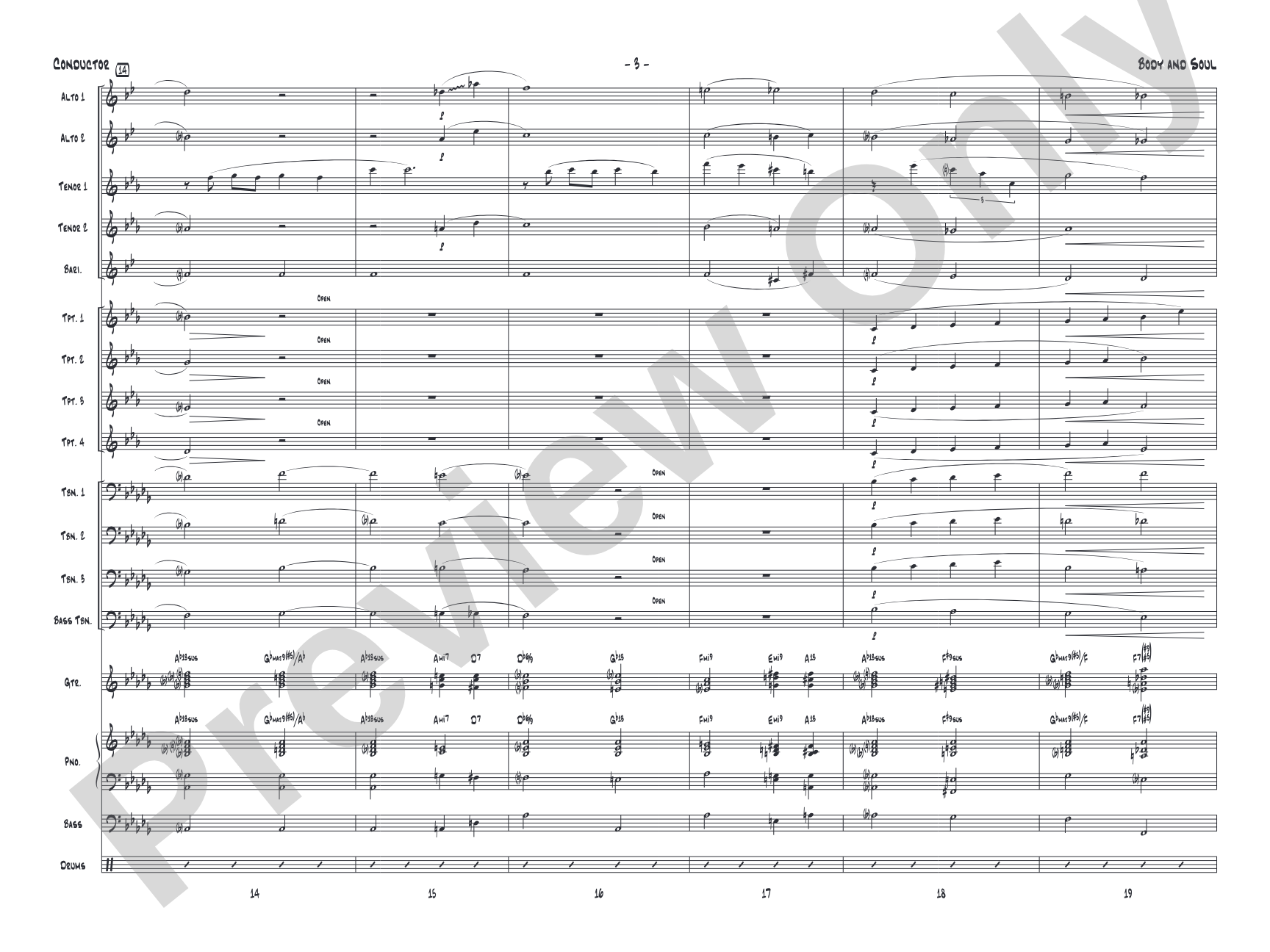 Body and Soul: Jazz Ensemble Conductor Score & Parts