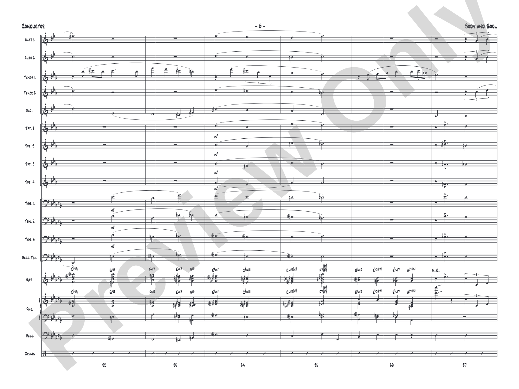 Body and Soul: Jazz Ensemble Conductor Score & Parts