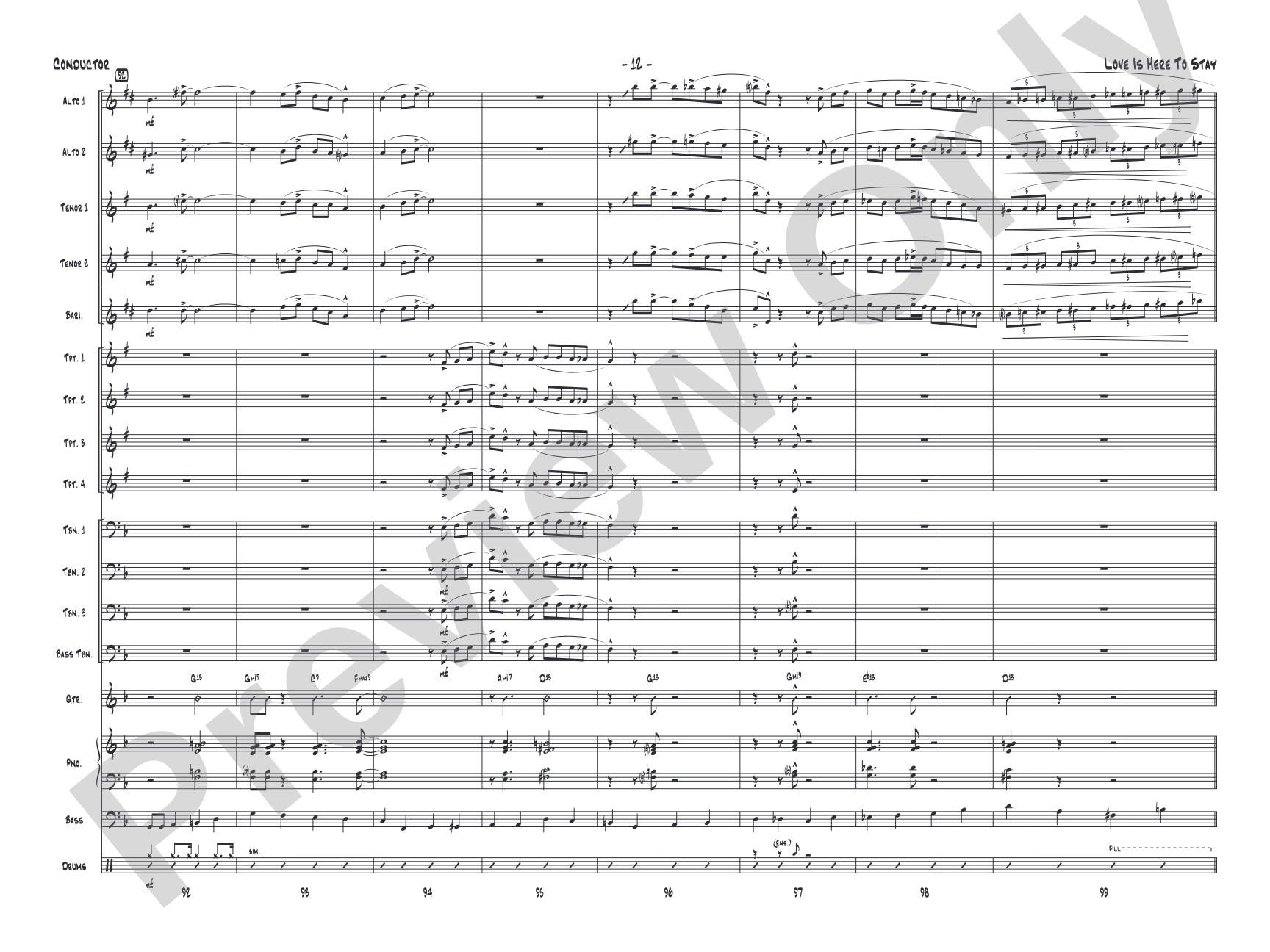Love Is Here to Stay: Jazz Ensemble Conductor Score & Parts