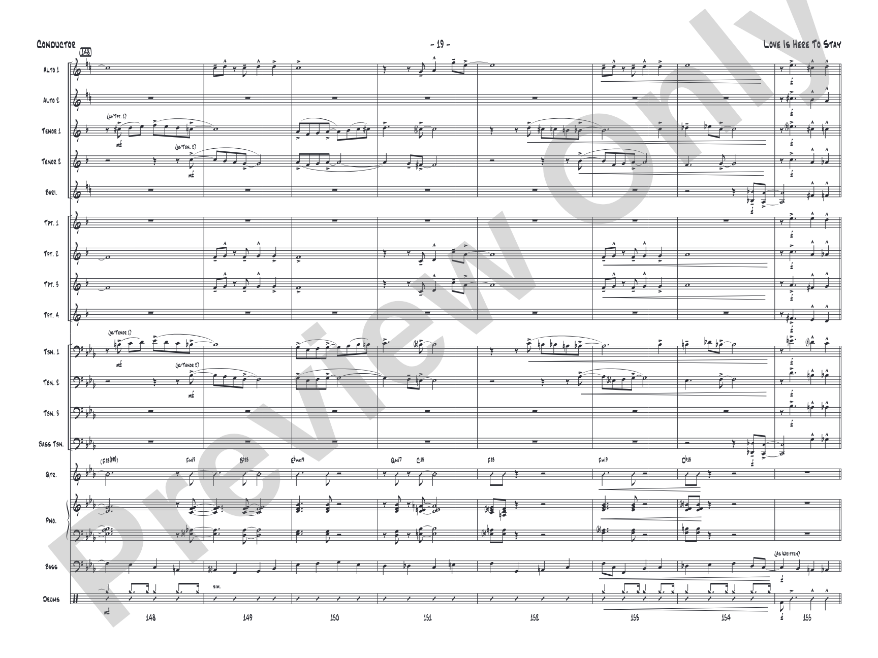 Love Is Here to Stay: Jazz Ensemble Conductor Score & Parts