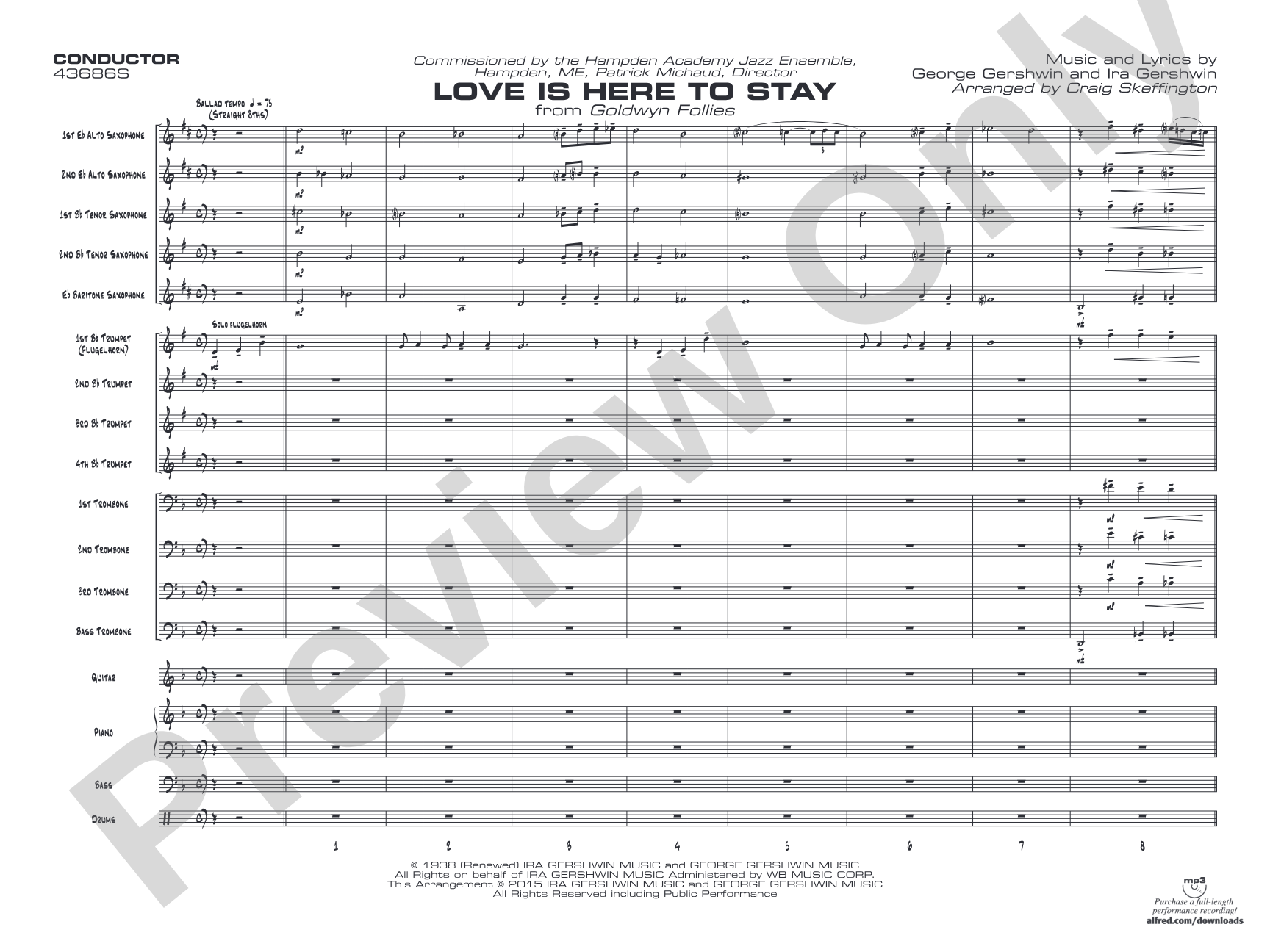 Love Is Here to Stay: Jazz Ensemble Conductor Score & Parts