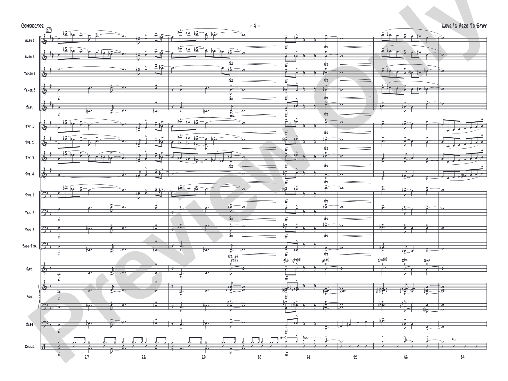 Love Is Here to Stay: Jazz Ensemble Conductor Score & Parts