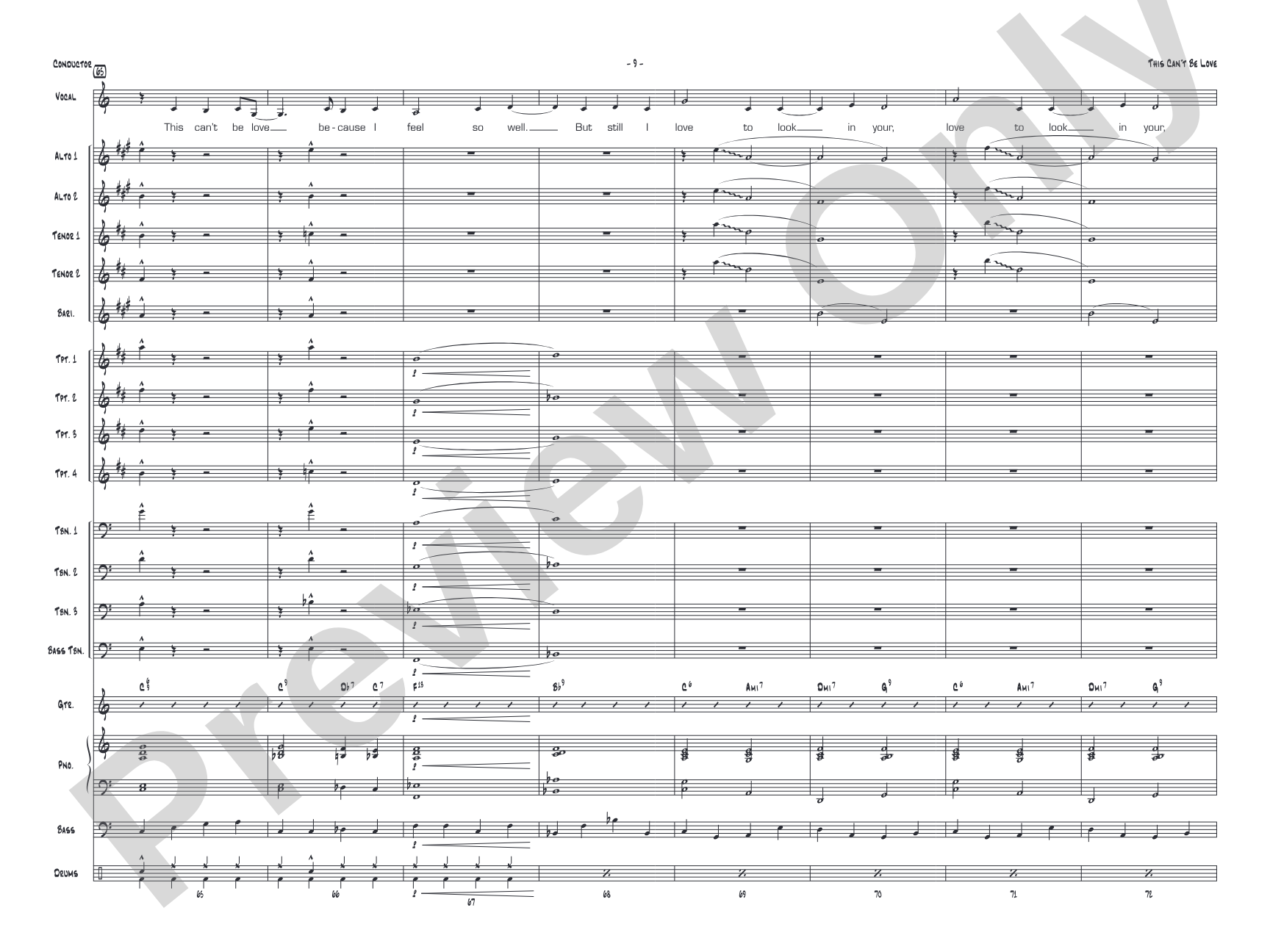 This Can't Be Love: Vocal Solo with Jazz Ensemble Conductor Score & Parts
