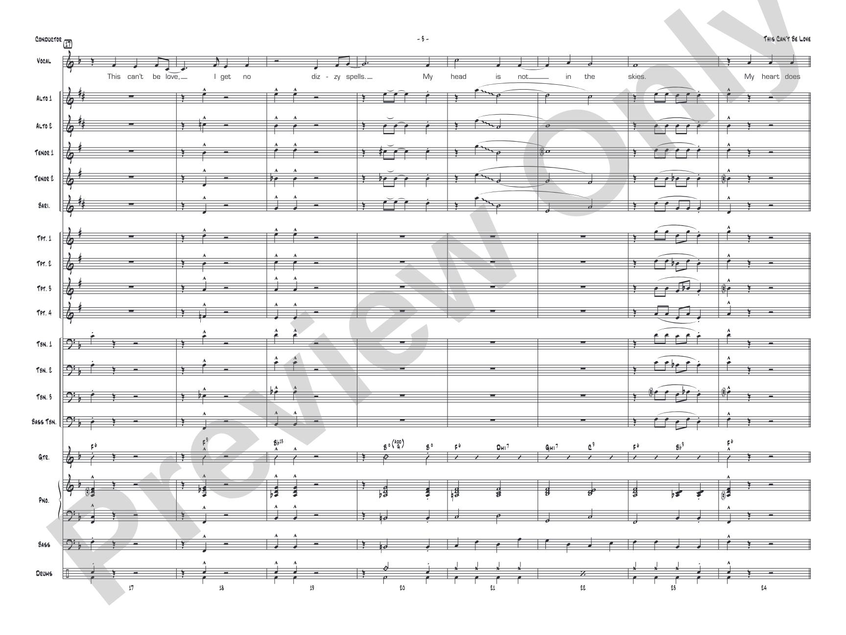 This Can't Be Love: Vocal Solo with Jazz Ensemble Conductor Score & Parts