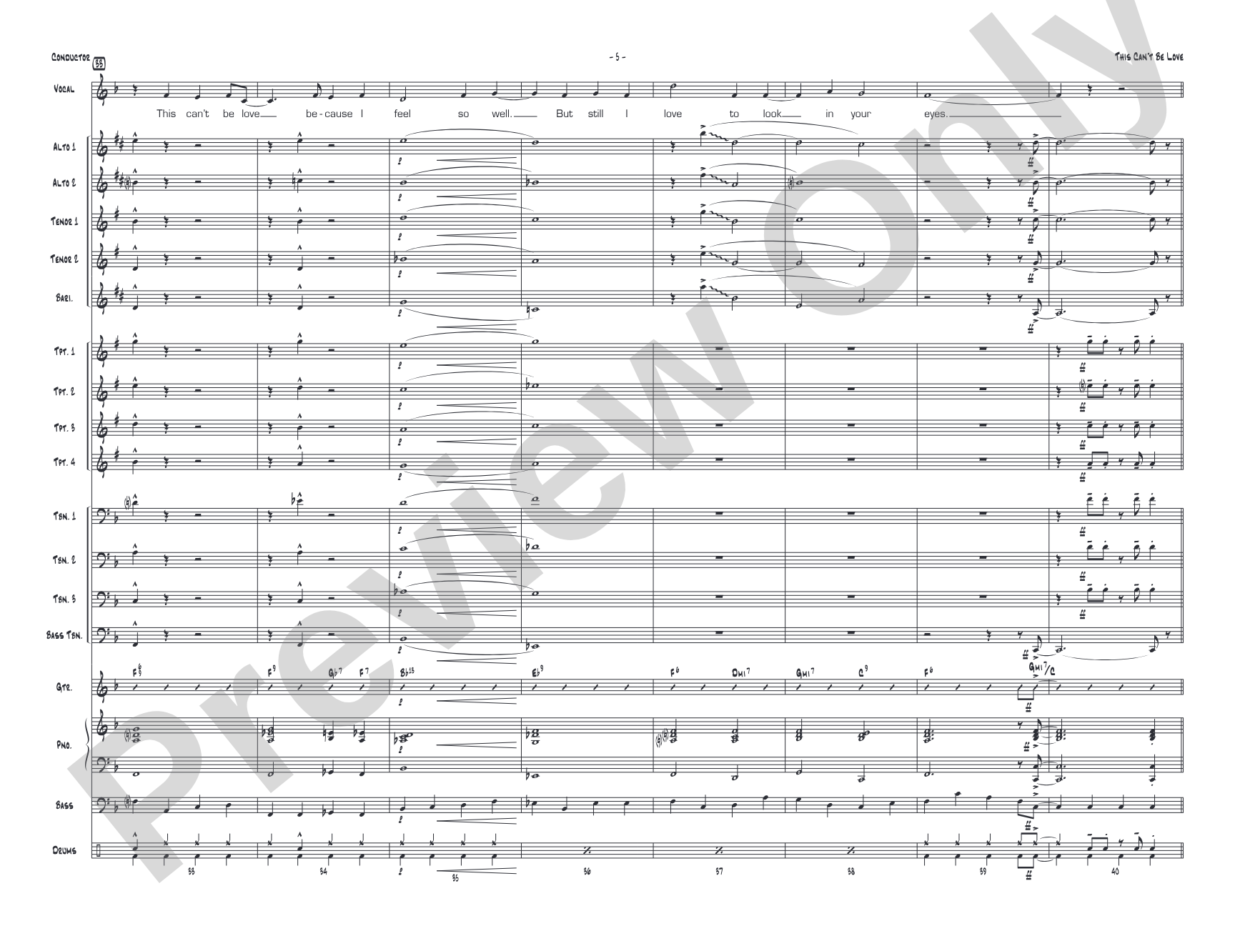 This Can't Be Love: Vocal Solo with Jazz Ensemble Conductor Score & Parts