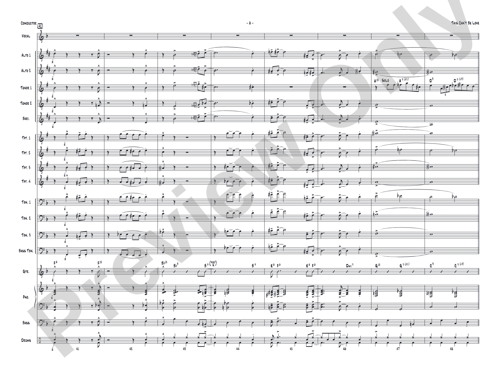 This Can't Be Love: Vocal Solo with Jazz Ensemble Conductor Score & Parts