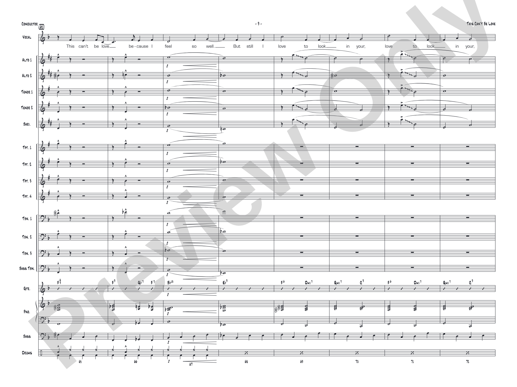 This Can't Be Love: Vocal Solo with Jazz Ensemble Conductor Score & Parts