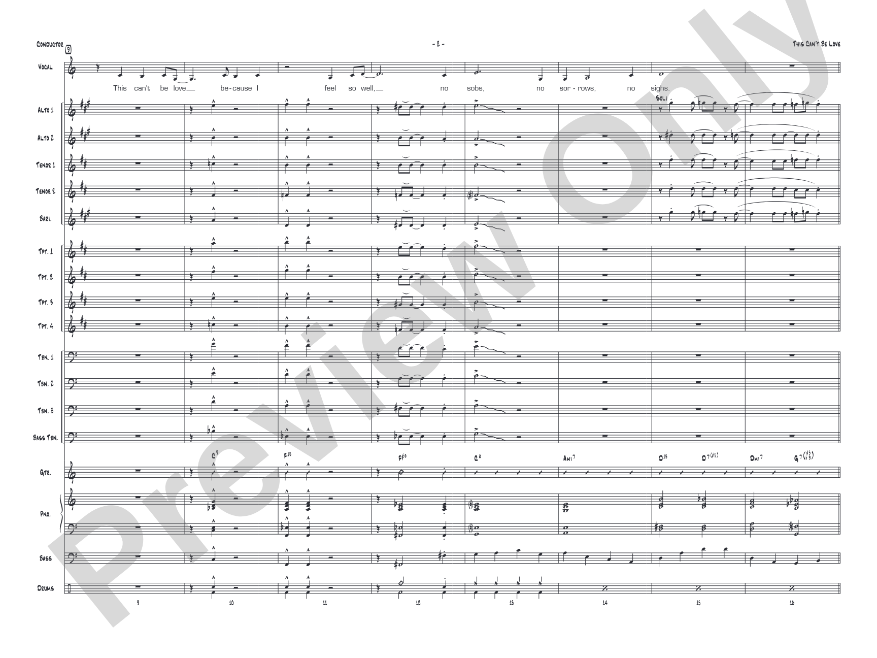 This Can't Be Love: Vocal Solo with Jazz Ensemble Conductor Score & Parts