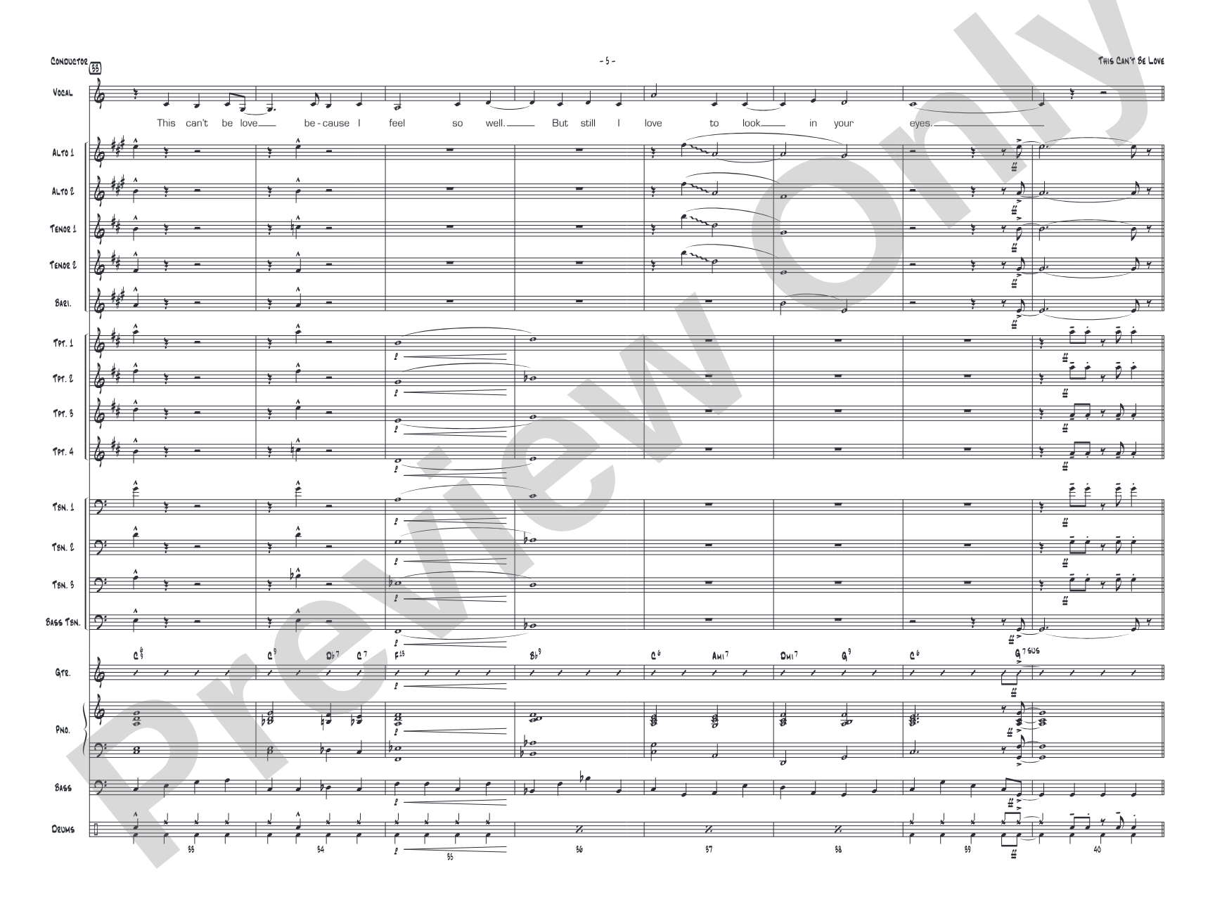 This Can't Be Love: Vocal Solo with Jazz Ensemble Conductor Score & Parts