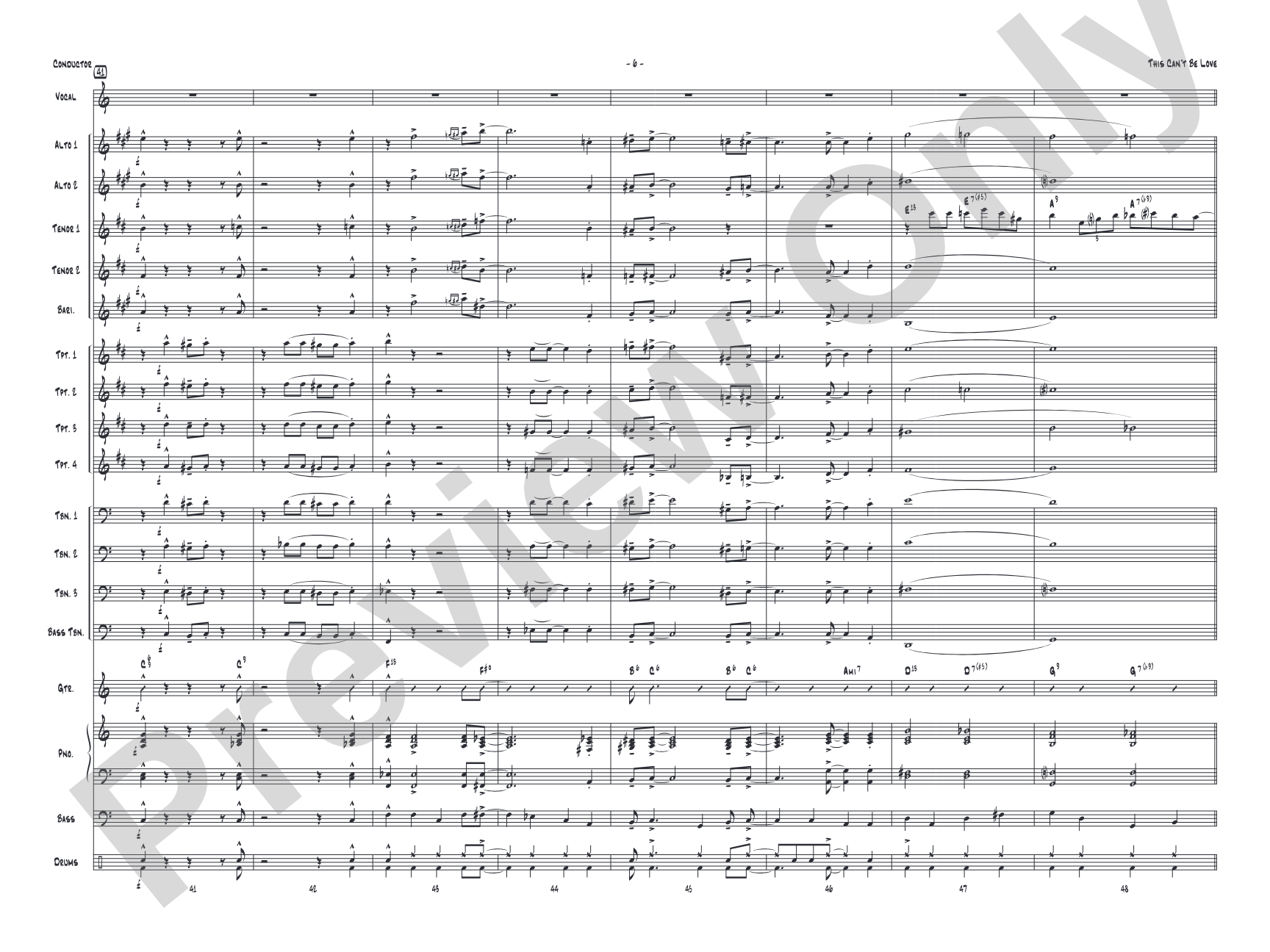 This Can't Be Love: Vocal Solo with Jazz Ensemble Conductor Score & Parts