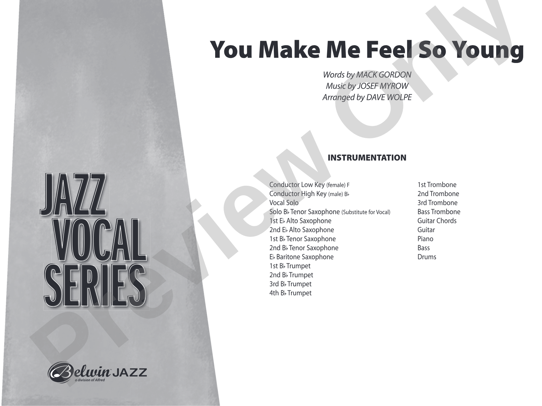 You Make Me Feel So Young: Vocal Solo with Jazz Ensemble Conductor Score & Parts