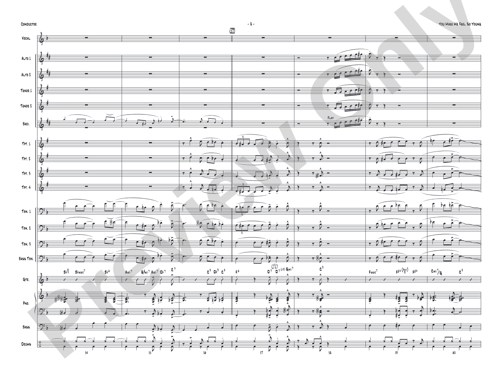 You Make Me Feel So Young: Vocal Solo with Jazz Ensemble Conductor Score & Parts
