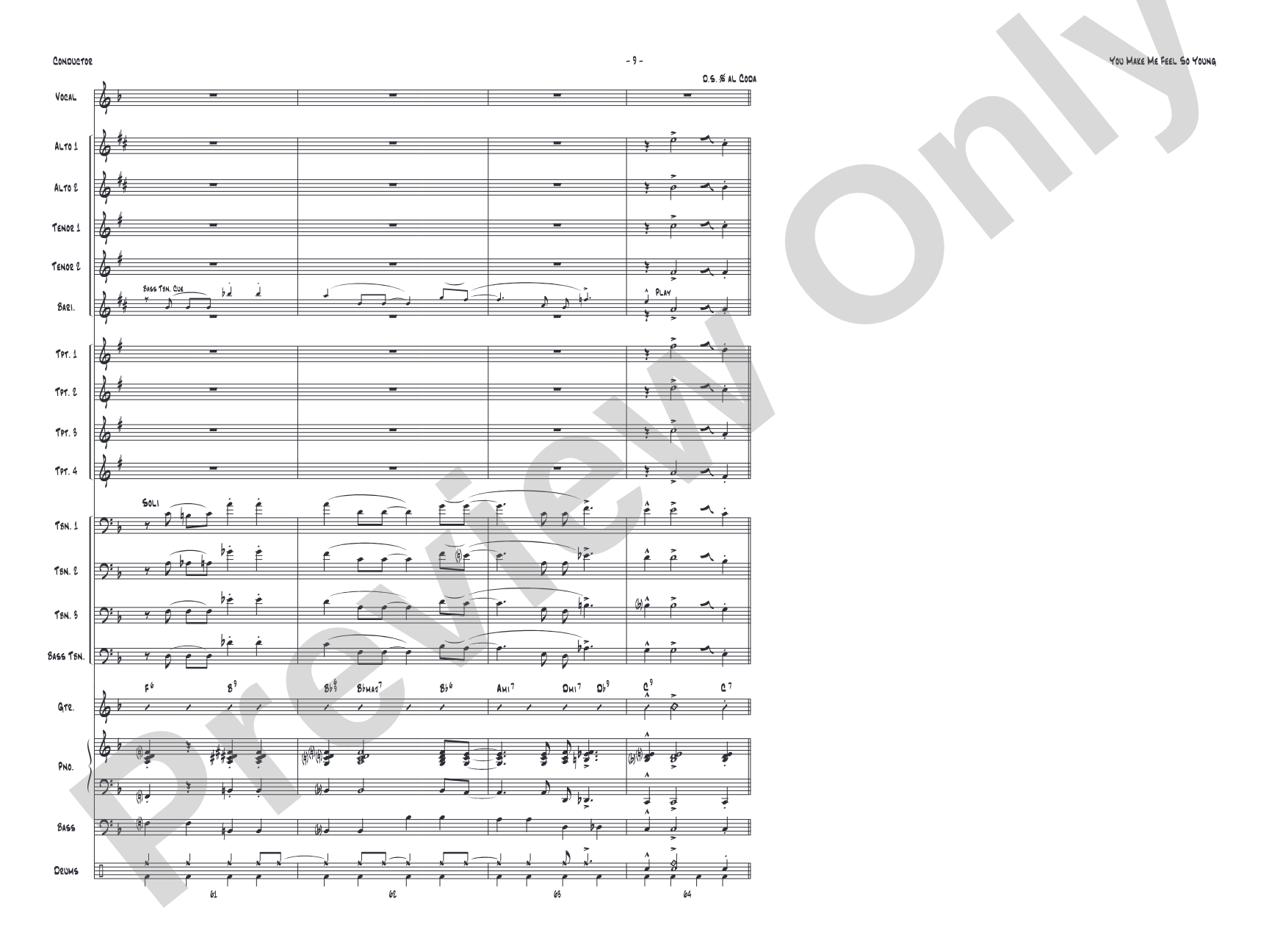 You Make Me Feel So Young: Vocal Solo with Jazz Ensemble Conductor Score & Parts