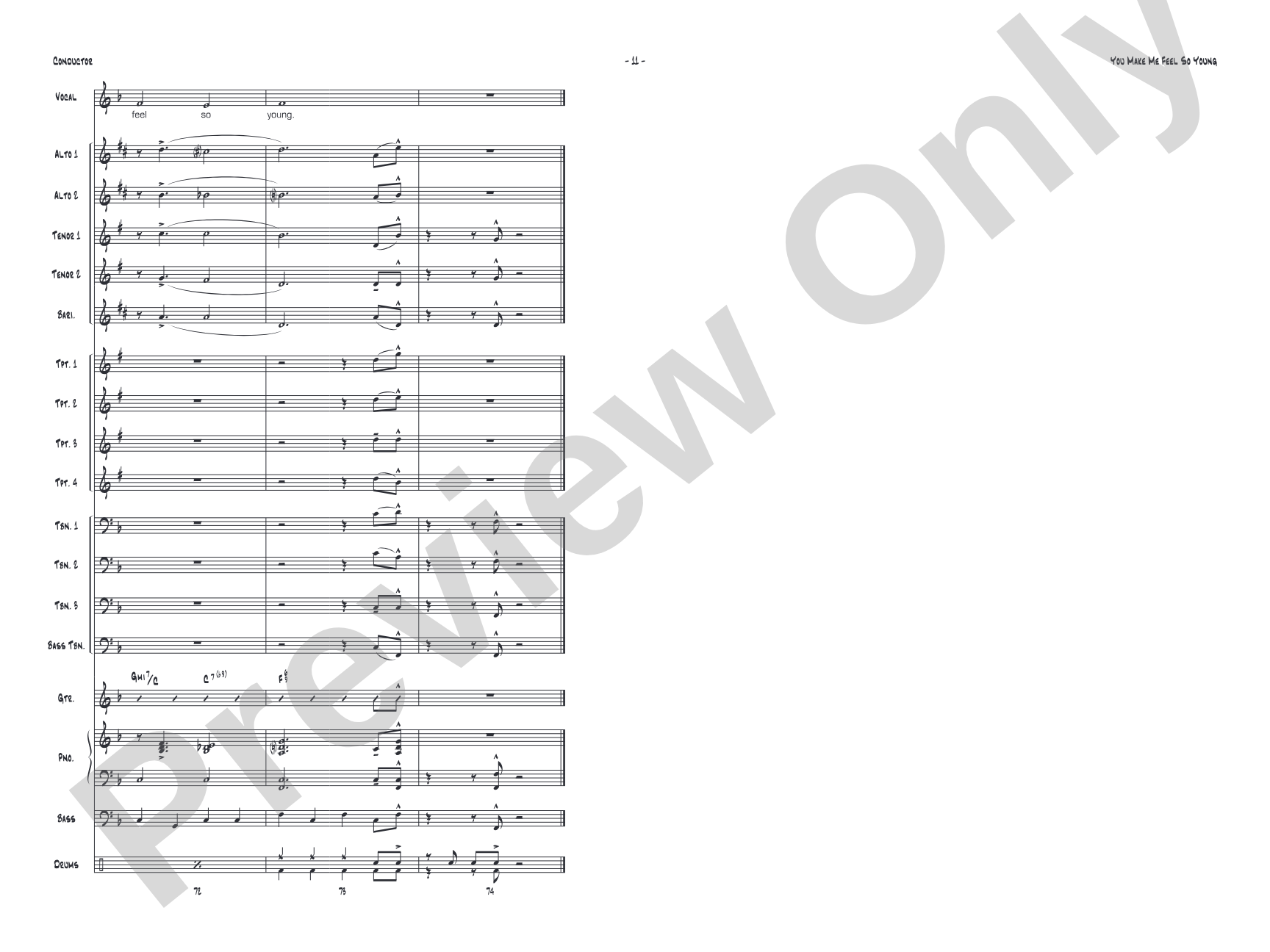You Make Me Feel So Young: Vocal Solo with Jazz Ensemble Conductor Score & Parts