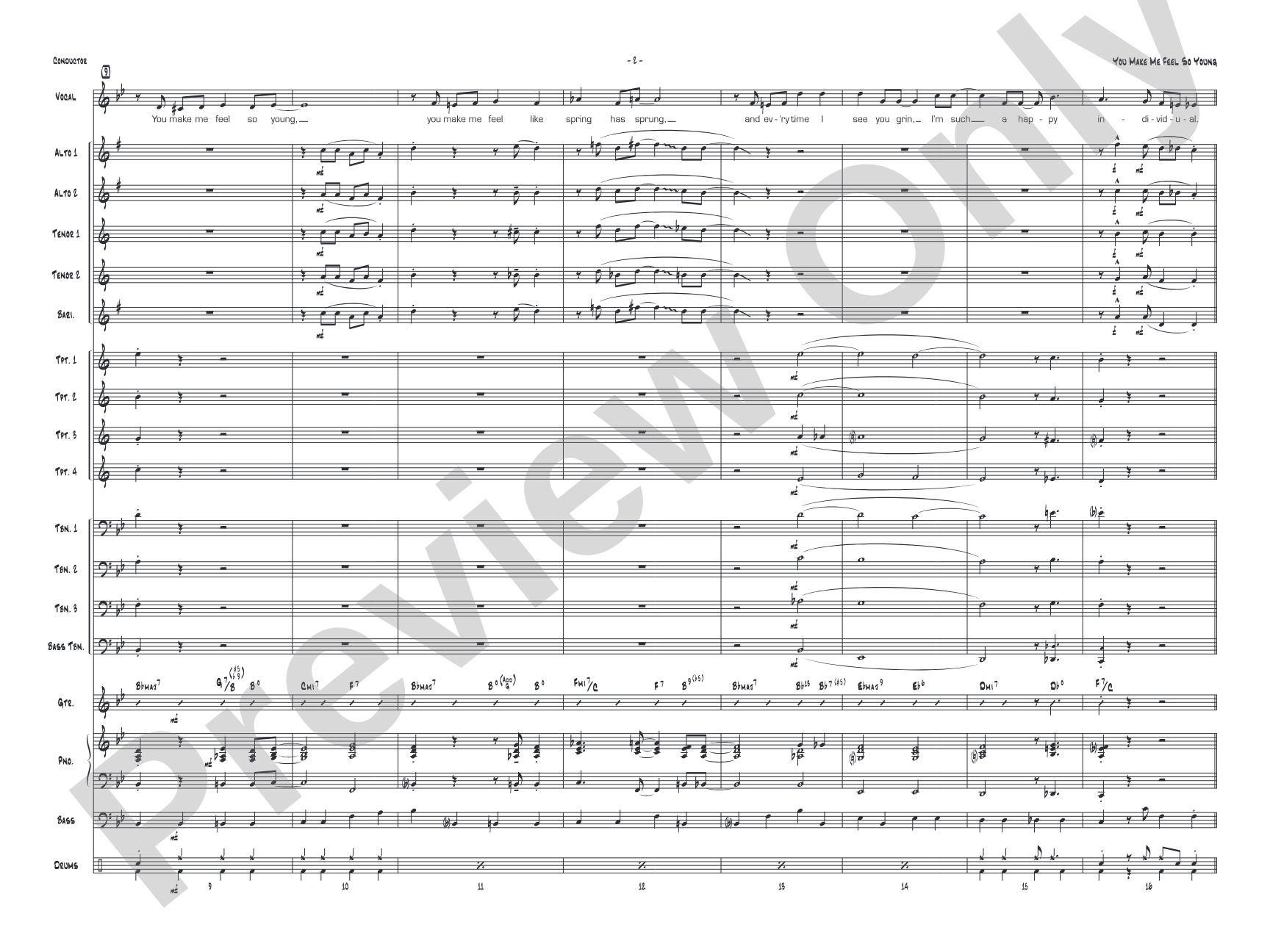 You Make Me Feel So Young: Vocal Solo with Jazz Ensemble Conductor Score & Parts