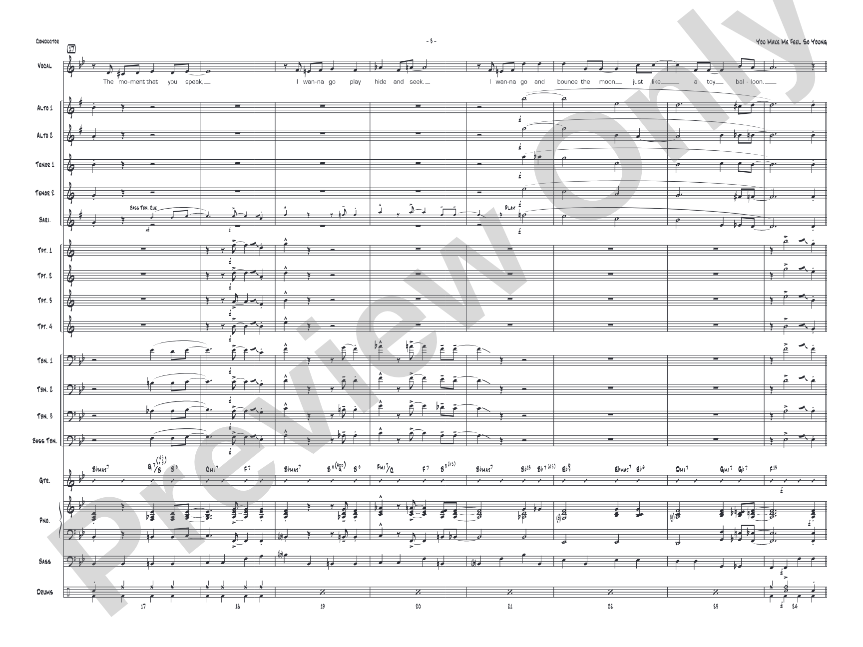 You Make Me Feel So Young: Vocal Solo with Jazz Ensemble Conductor Score & Parts