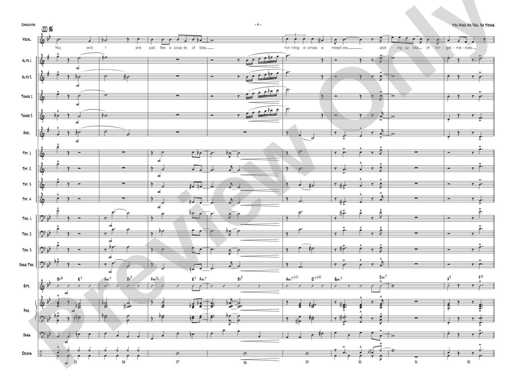 You Make Me Feel So Young: Vocal Solo with Jazz Ensemble Conductor Score & Parts