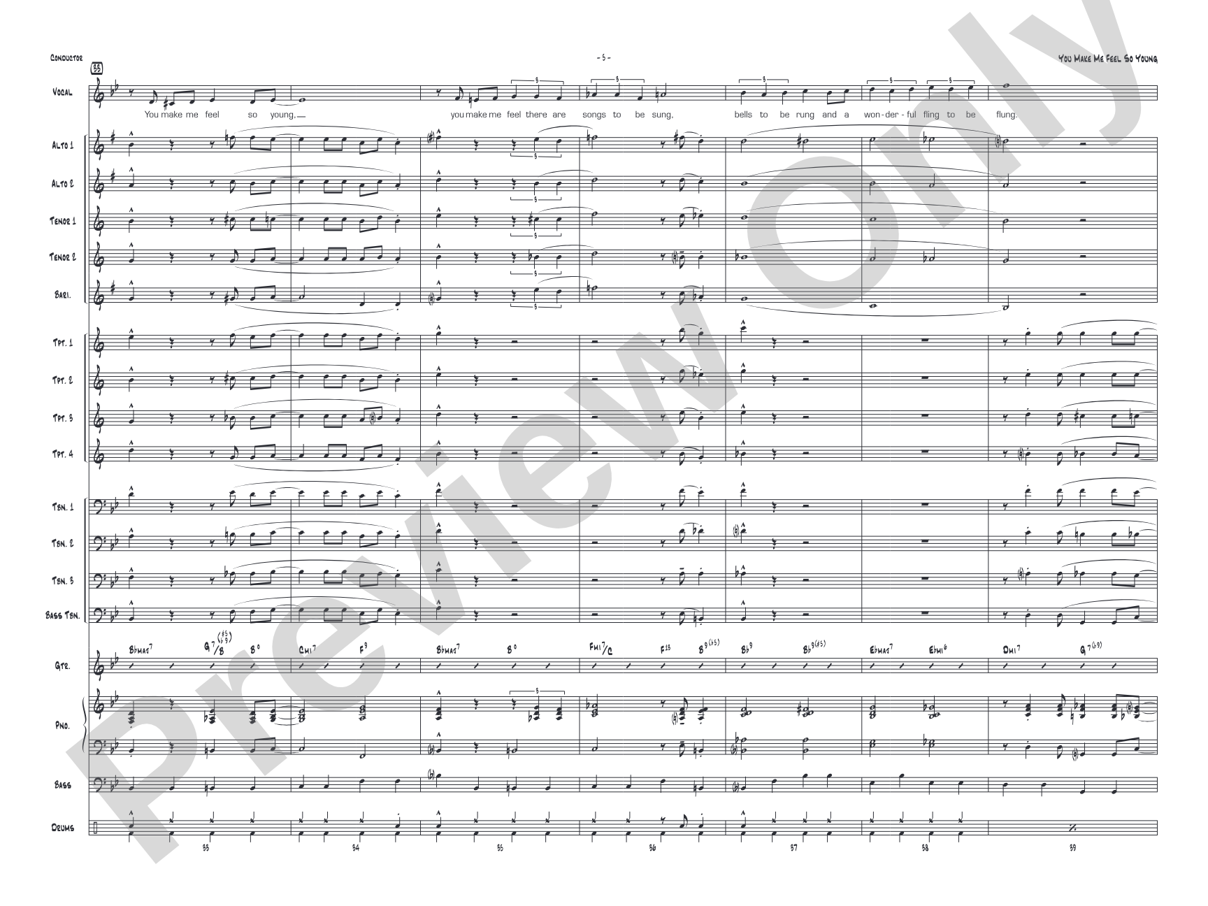 You Make Me Feel So Young: Vocal Solo with Jazz Ensemble Conductor Score & Parts