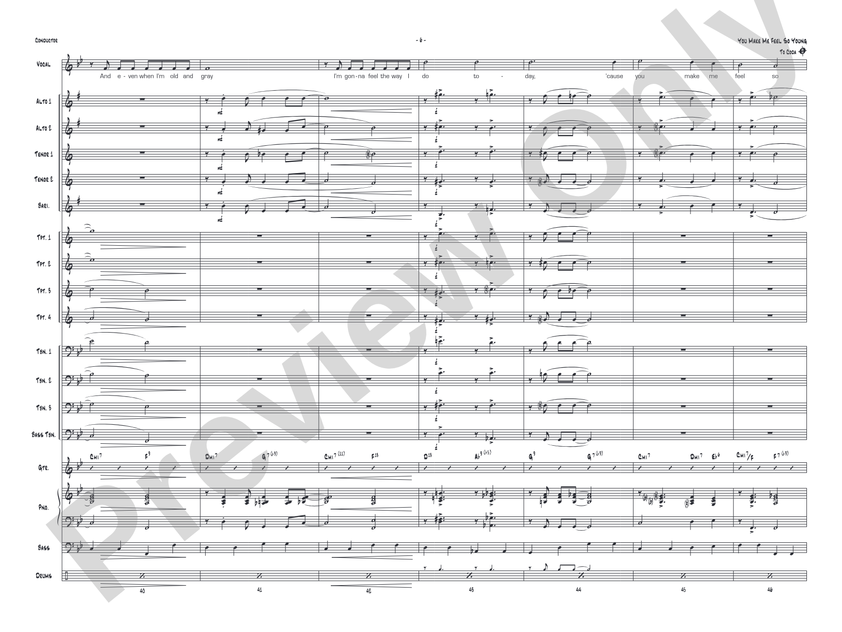 You Make Me Feel So Young: Vocal Solo with Jazz Ensemble Conductor Score & Parts