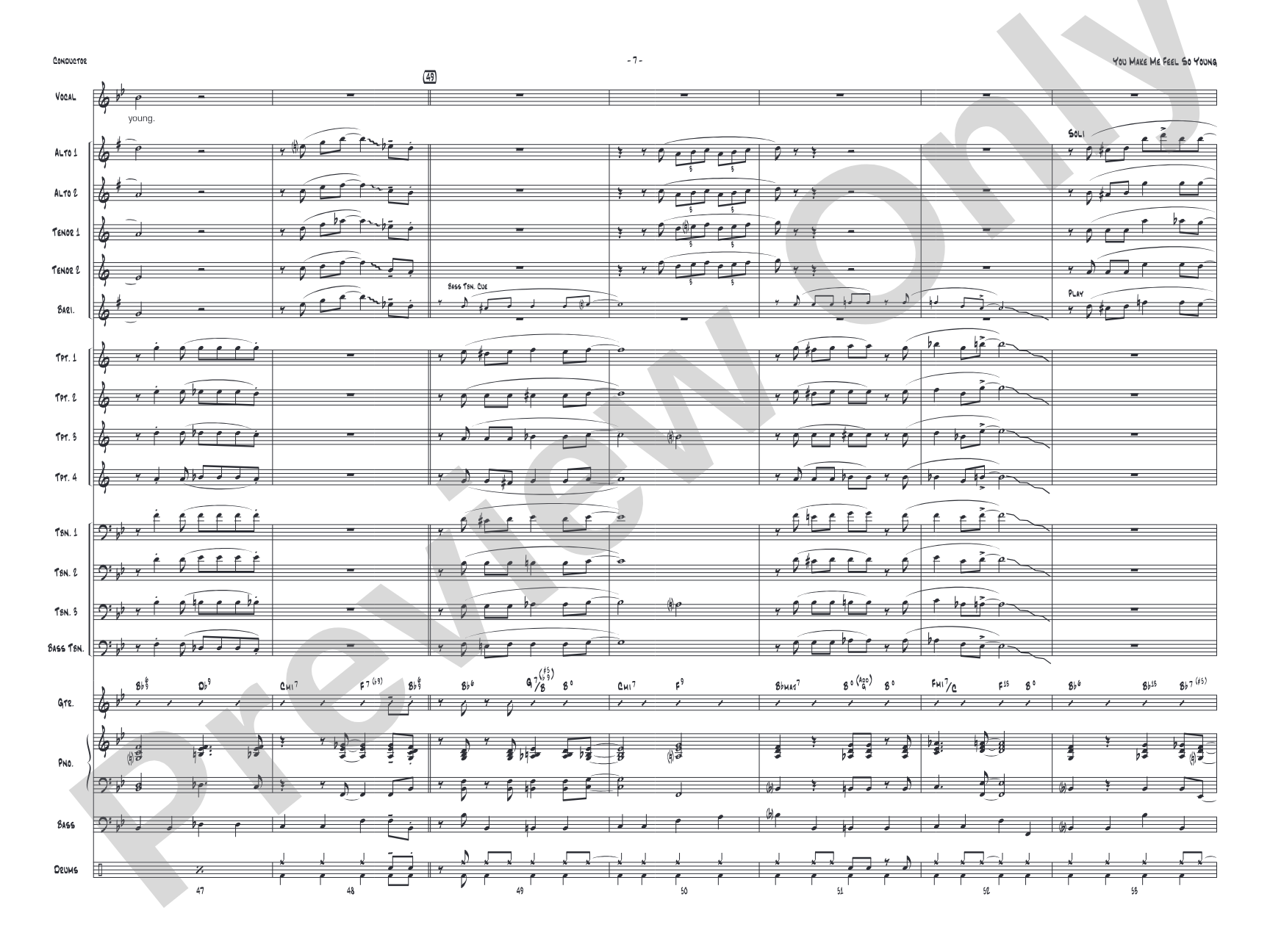 You Make Me Feel So Young: Vocal Solo with Jazz Ensemble Conductor Score & Parts