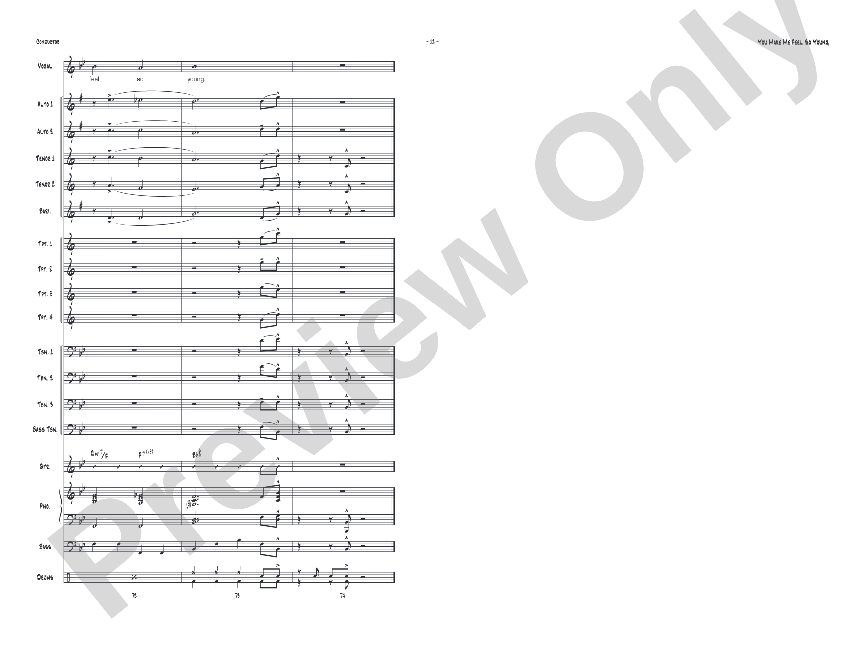 You Make Me Feel So Young: Vocal Solo with Jazz Ensemble Conductor Score & Parts