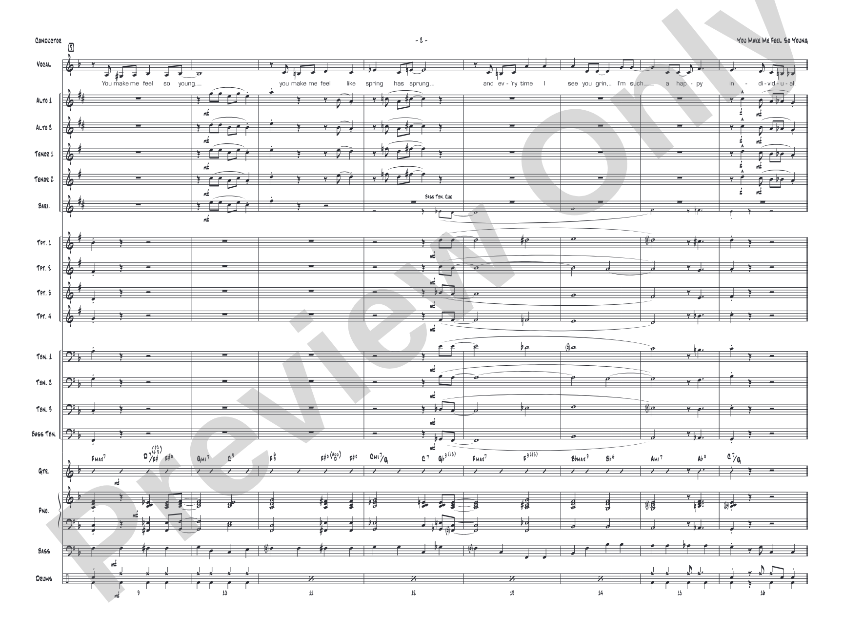 You Make Me Feel So Young: Vocal Solo with Jazz Ensemble Conductor Score & Parts