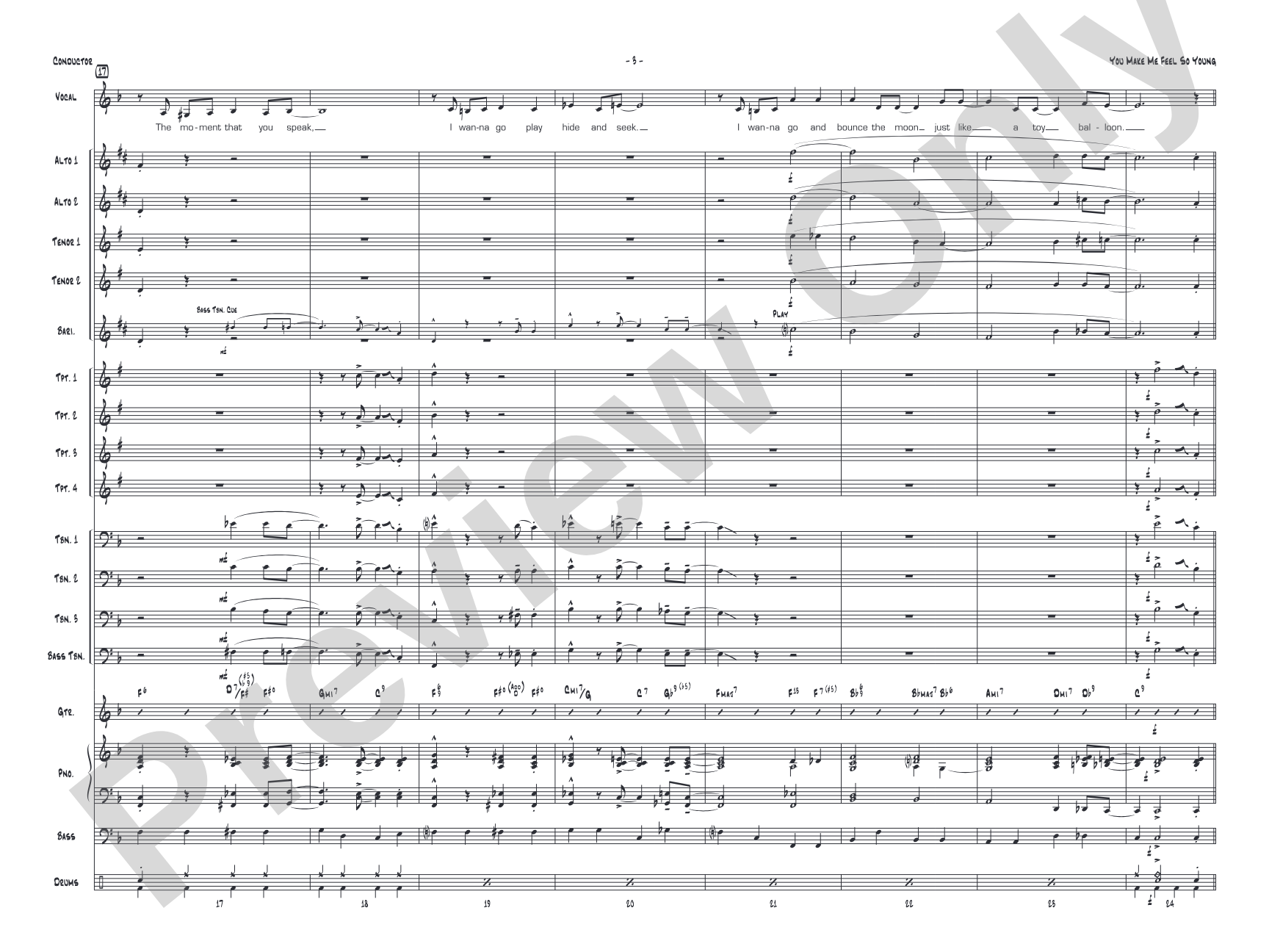 You Make Me Feel So Young: Vocal Solo with Jazz Ensemble Conductor Score & Parts